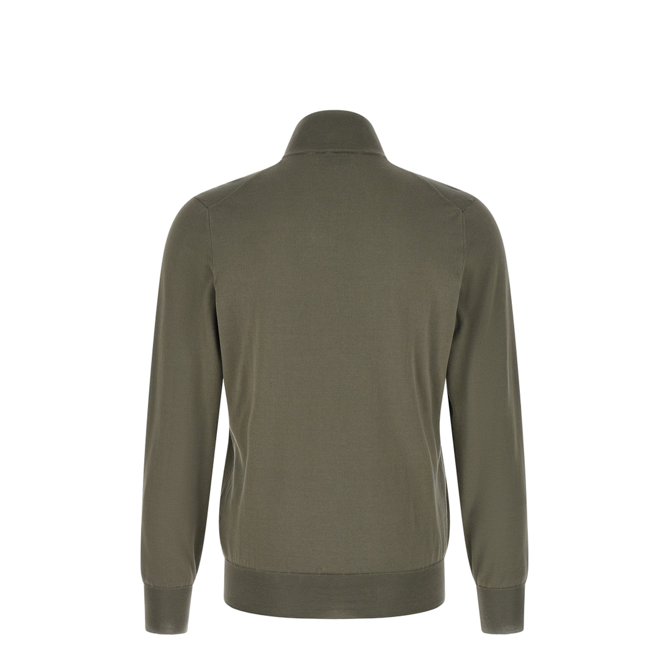 Zipped Cotton Cardigan - Green