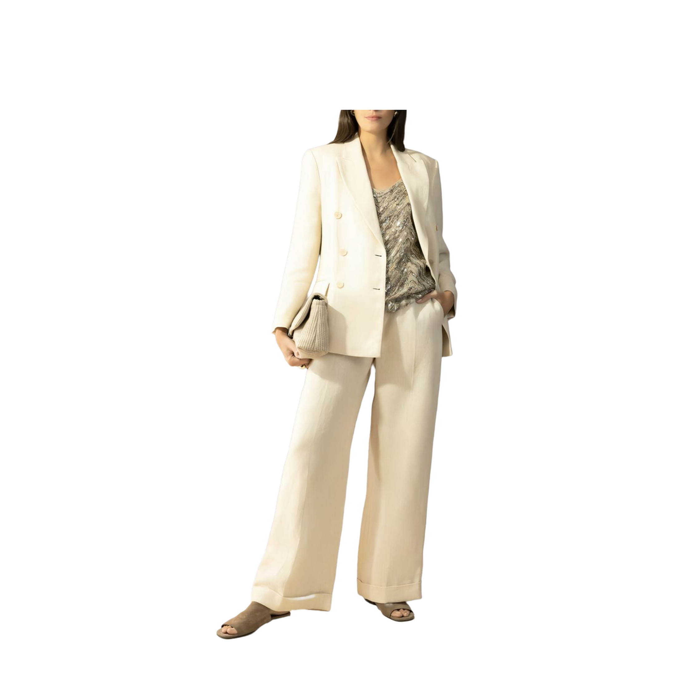 Women's Double-Breasted Blazer - Natural