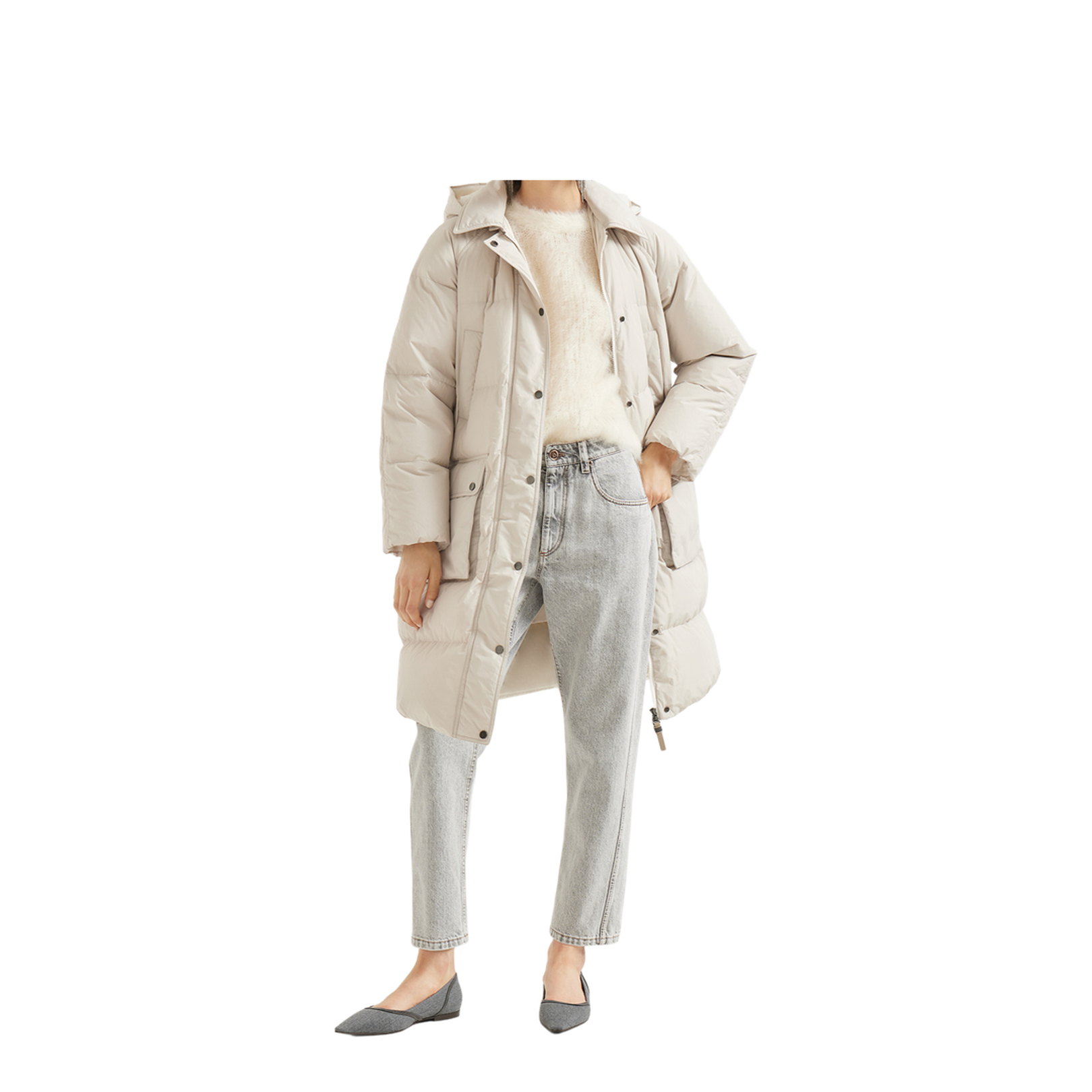 Shiny Zipper Pull Down Jacket