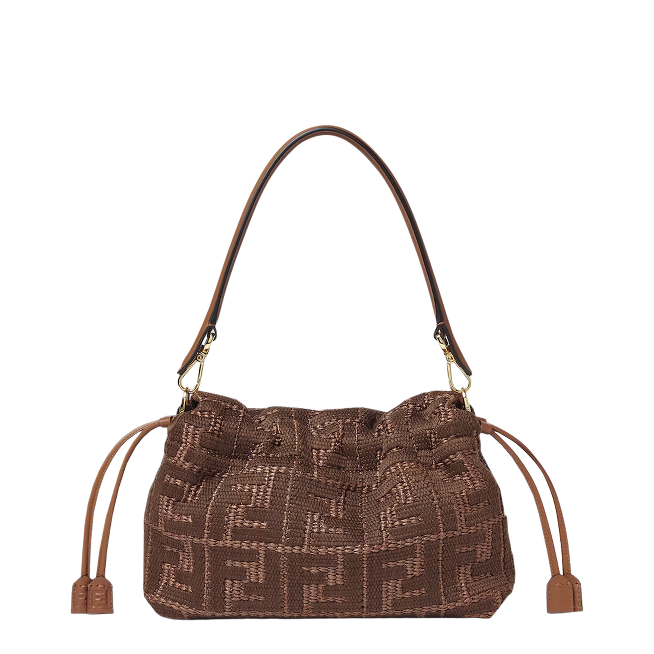 Mamma Baguette Medium Raffia-Effect Shoulder Bag - Sellier Brown