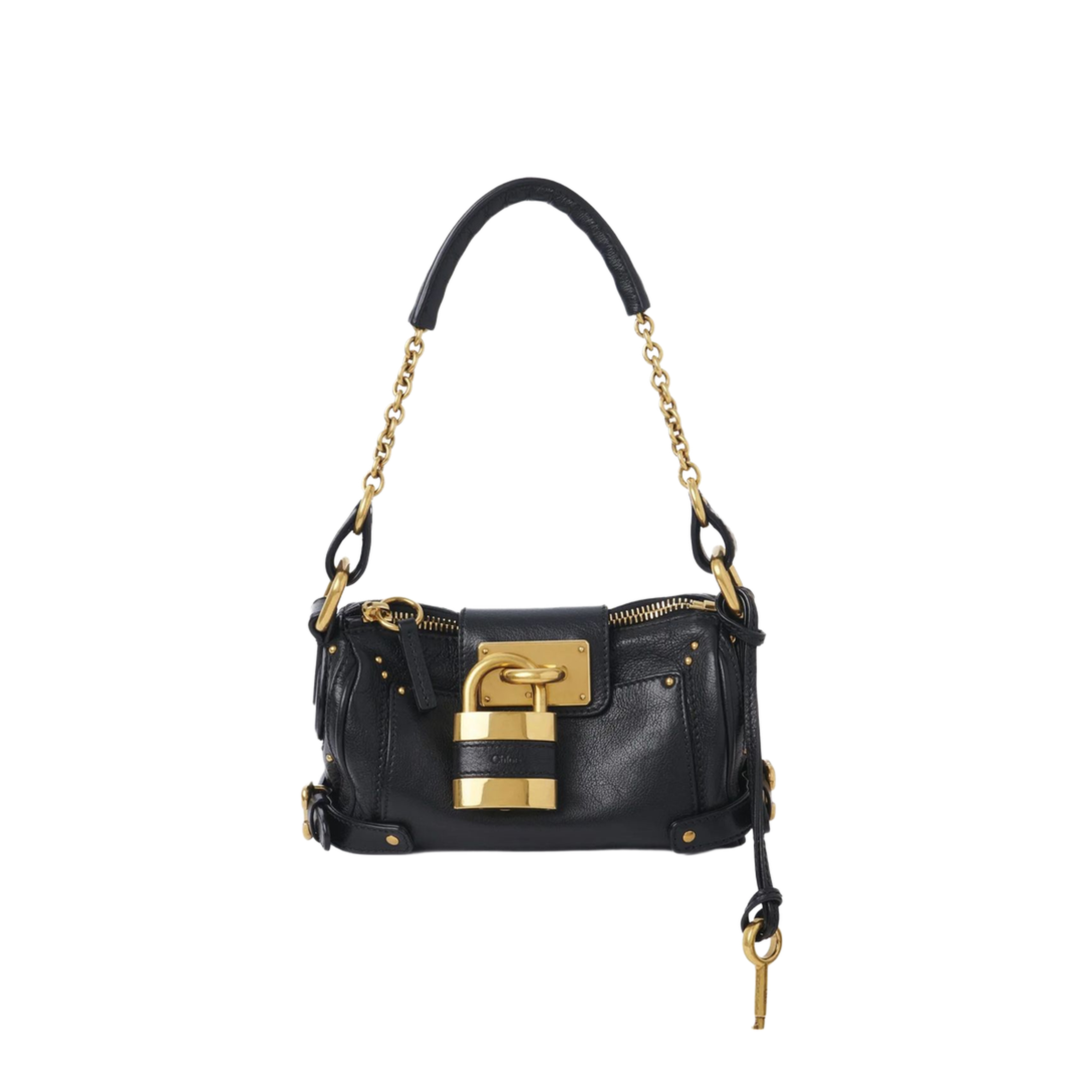 Small Paddington Chain Bag in Grained Leather Black