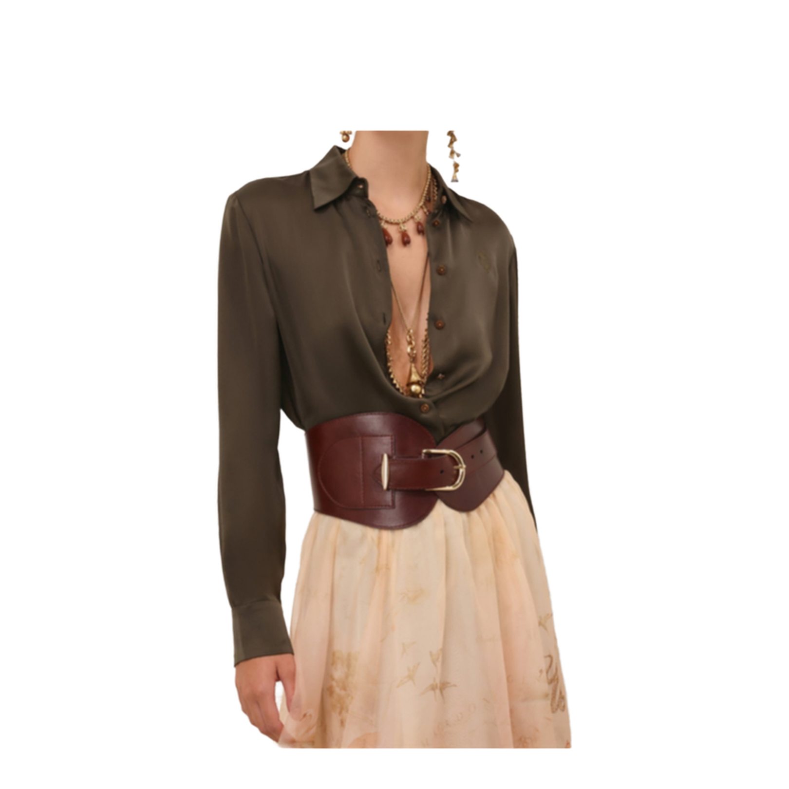 Hypnotic Satin Shirt in Olive