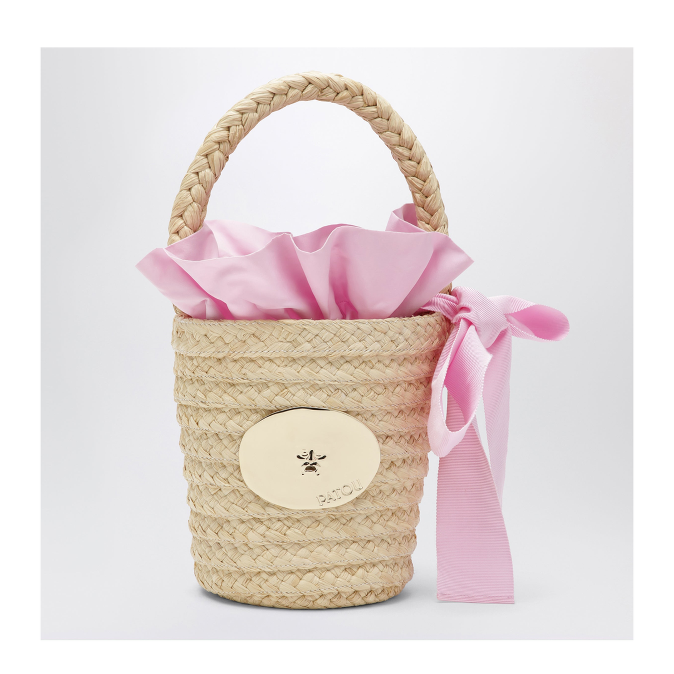 Vanilla Straw Bucket with Logo