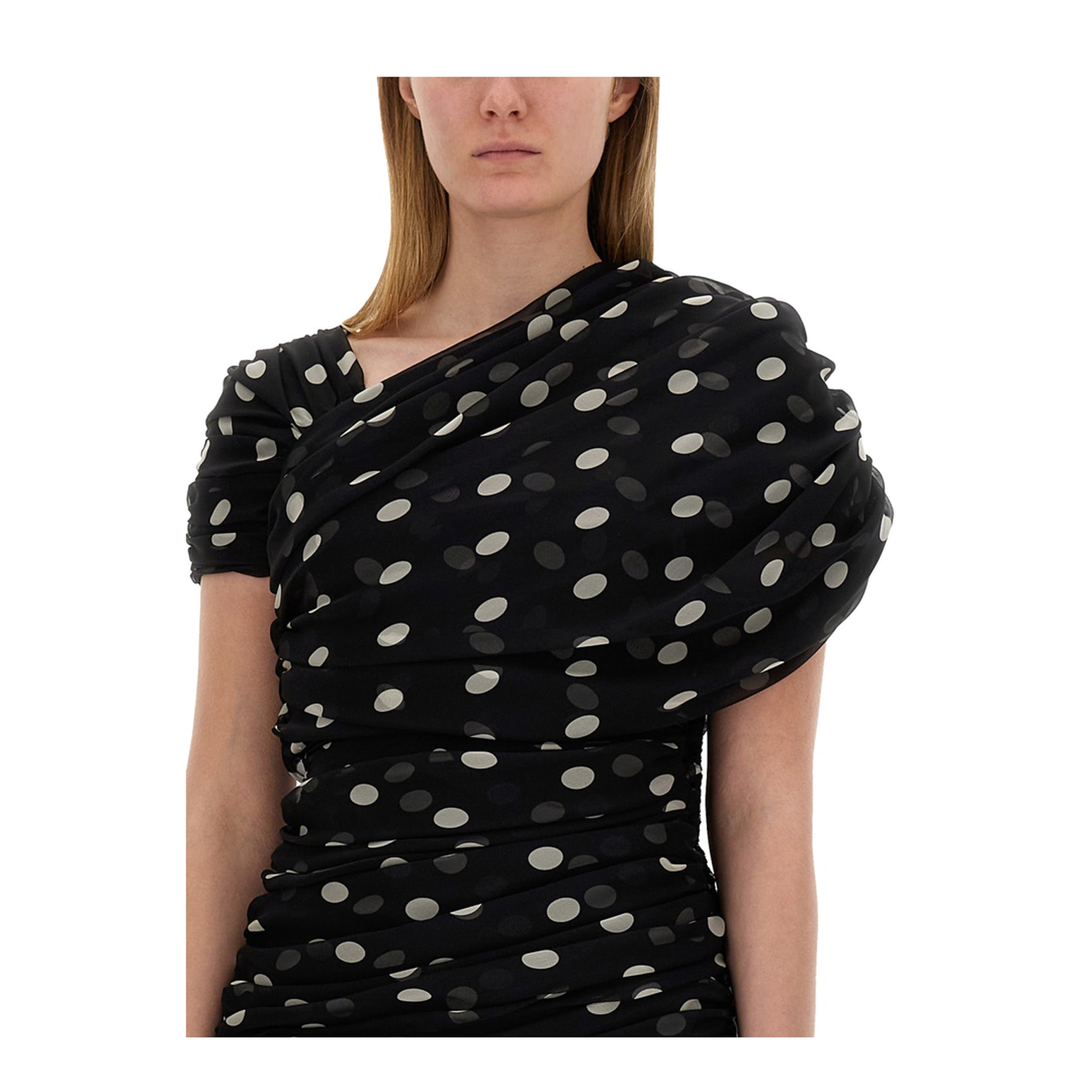 Silk Dress with Polka Dot Pattern