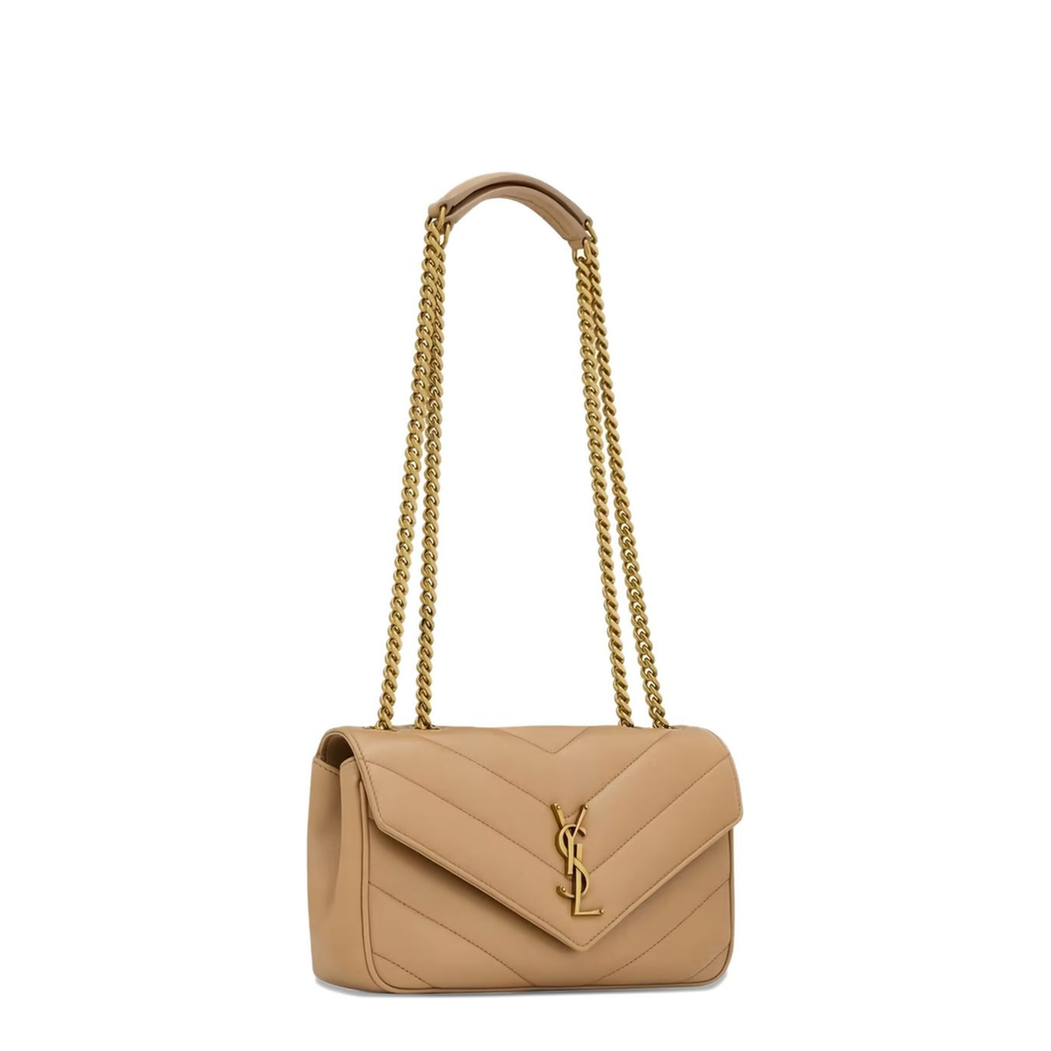 Loulou Small Matelassé Lambskin Crossbody Bag - Natural Tan