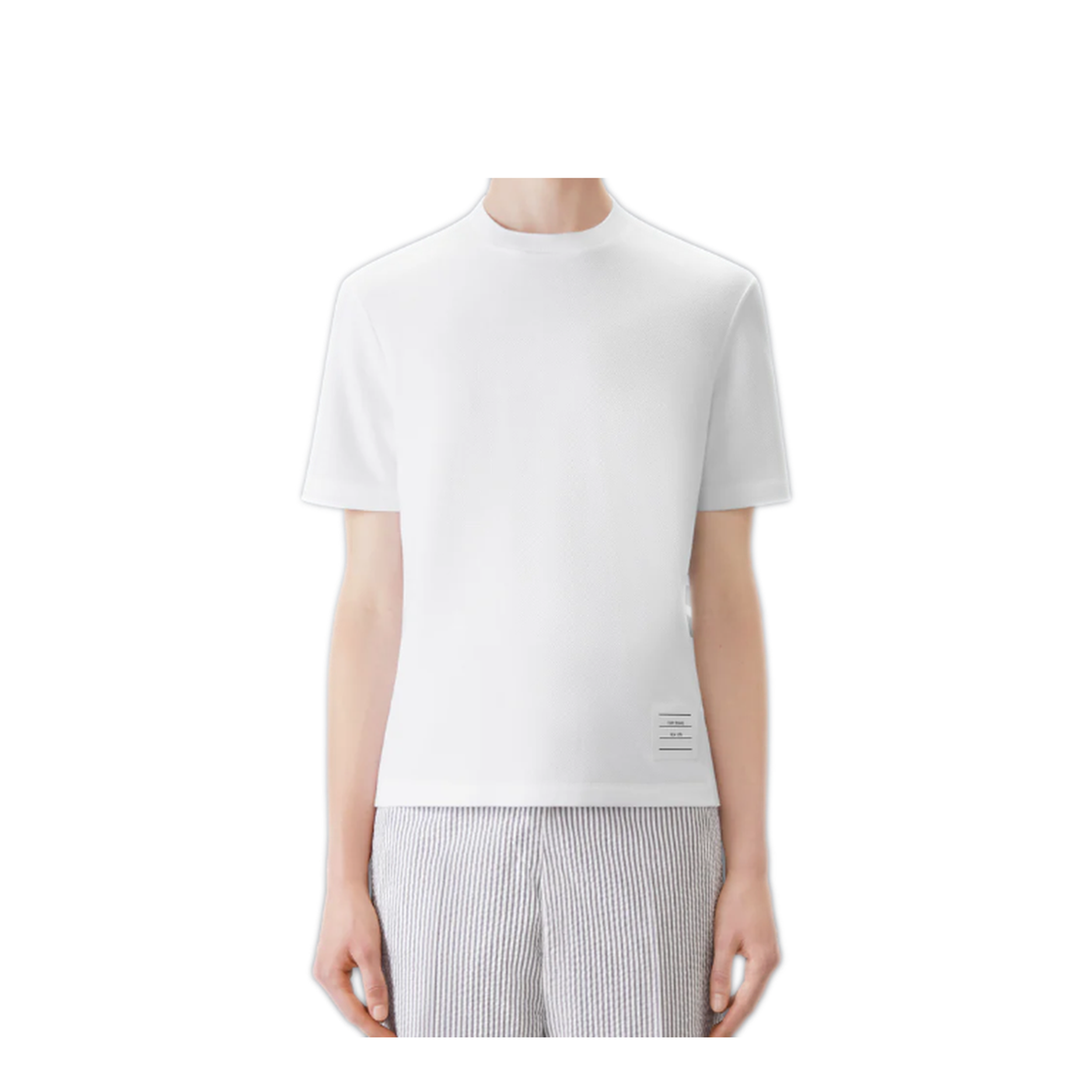 MAYFEYR - Thom Browne - Short Sleeve Tee With Engineered 4 Bar Stripe In Classic Pique - FJS207A00050100