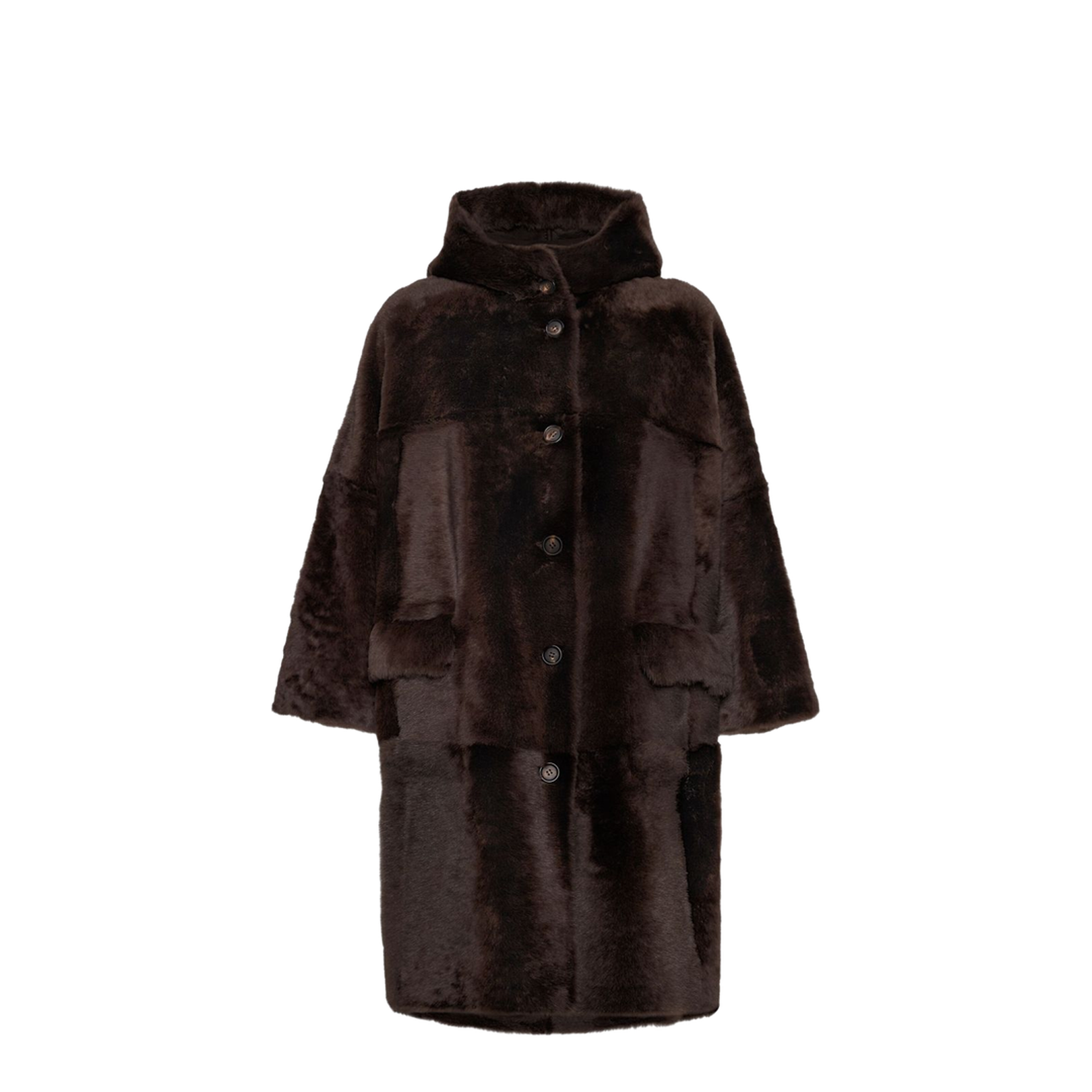 Shearling Reversible Coat in Rust Brown