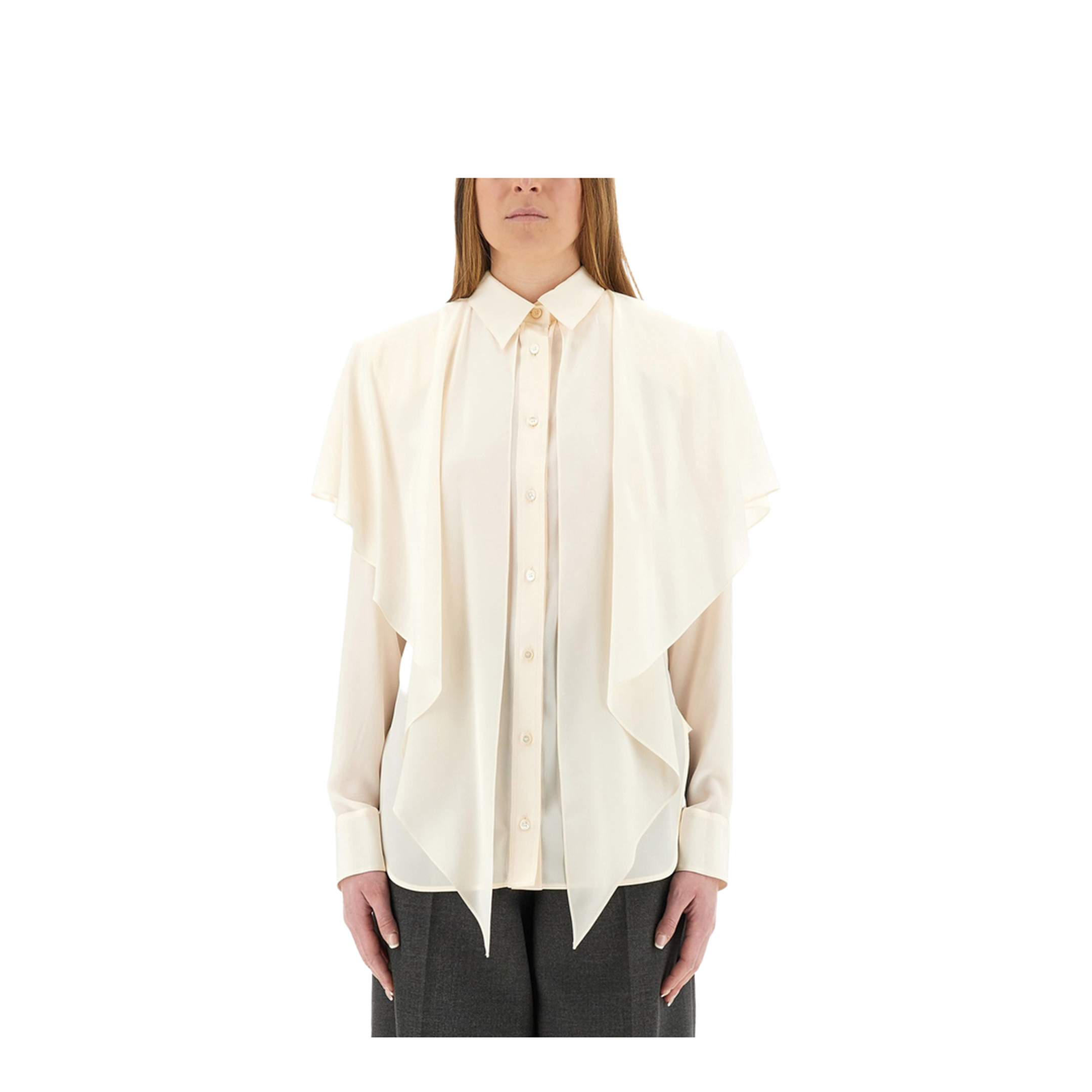 Semi-Transparent Shirt with Layered Panel