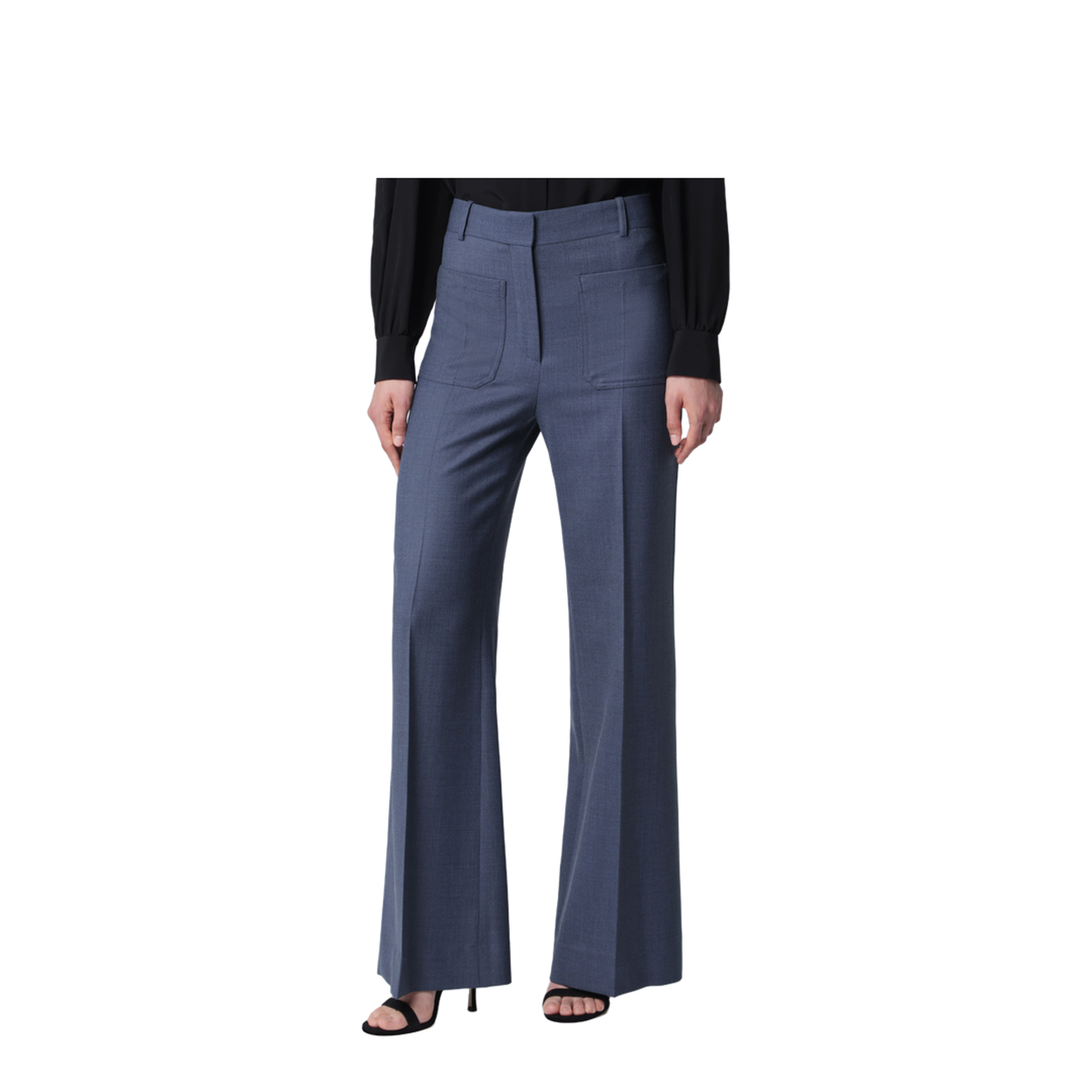 MAYFEYR - Victoria Beckham - Alina Trousers In Blue Mélange Wool Blend - 1226WTR005115DPLDB