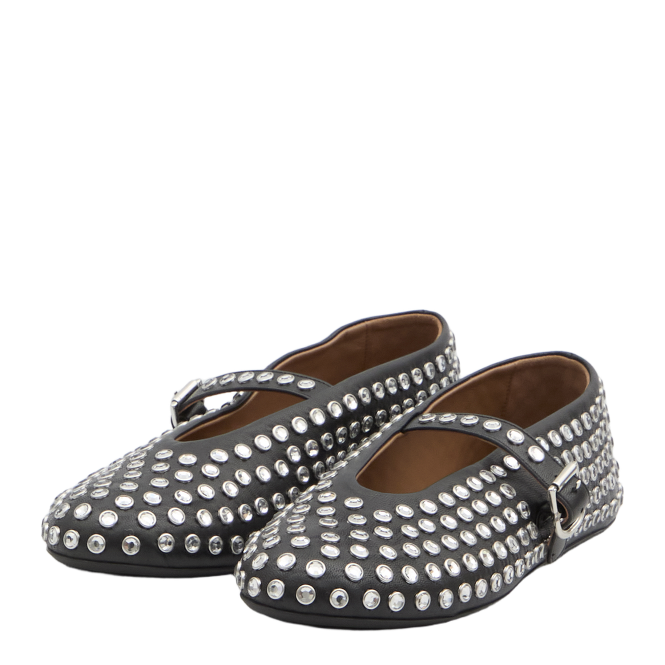 Noir Strass Lambskin Ballet Flats