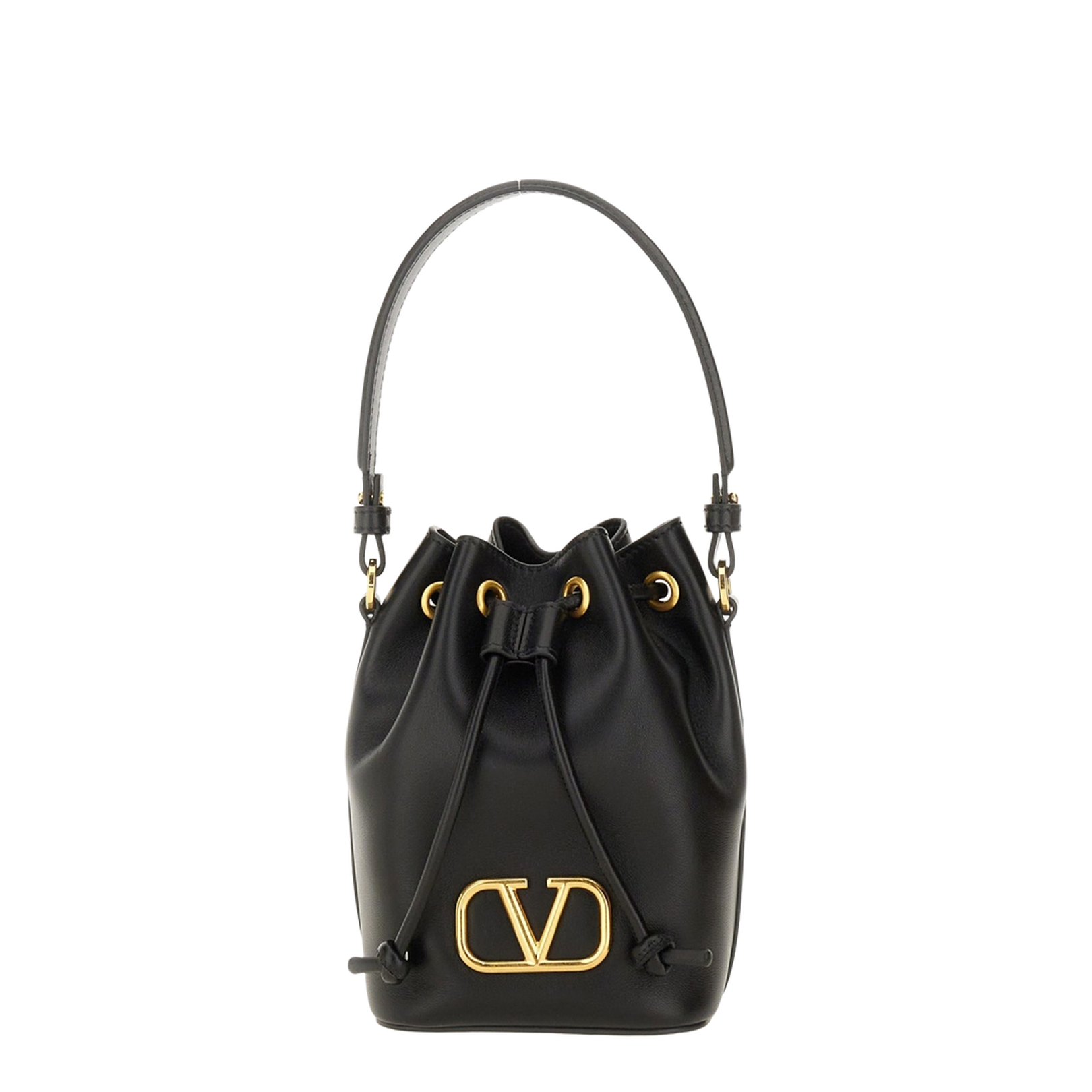 Black Nappa Leather Vlogo Signature Bucket Bag