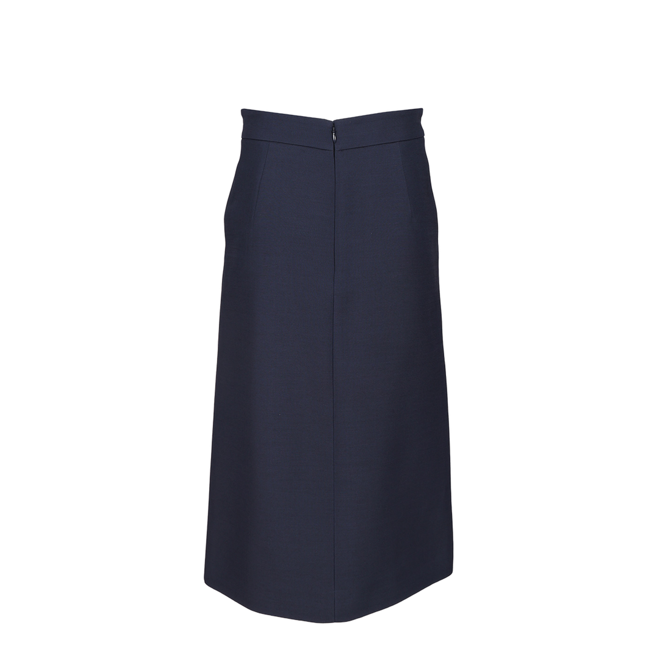 Navy Blue Wool Blend Skirt
