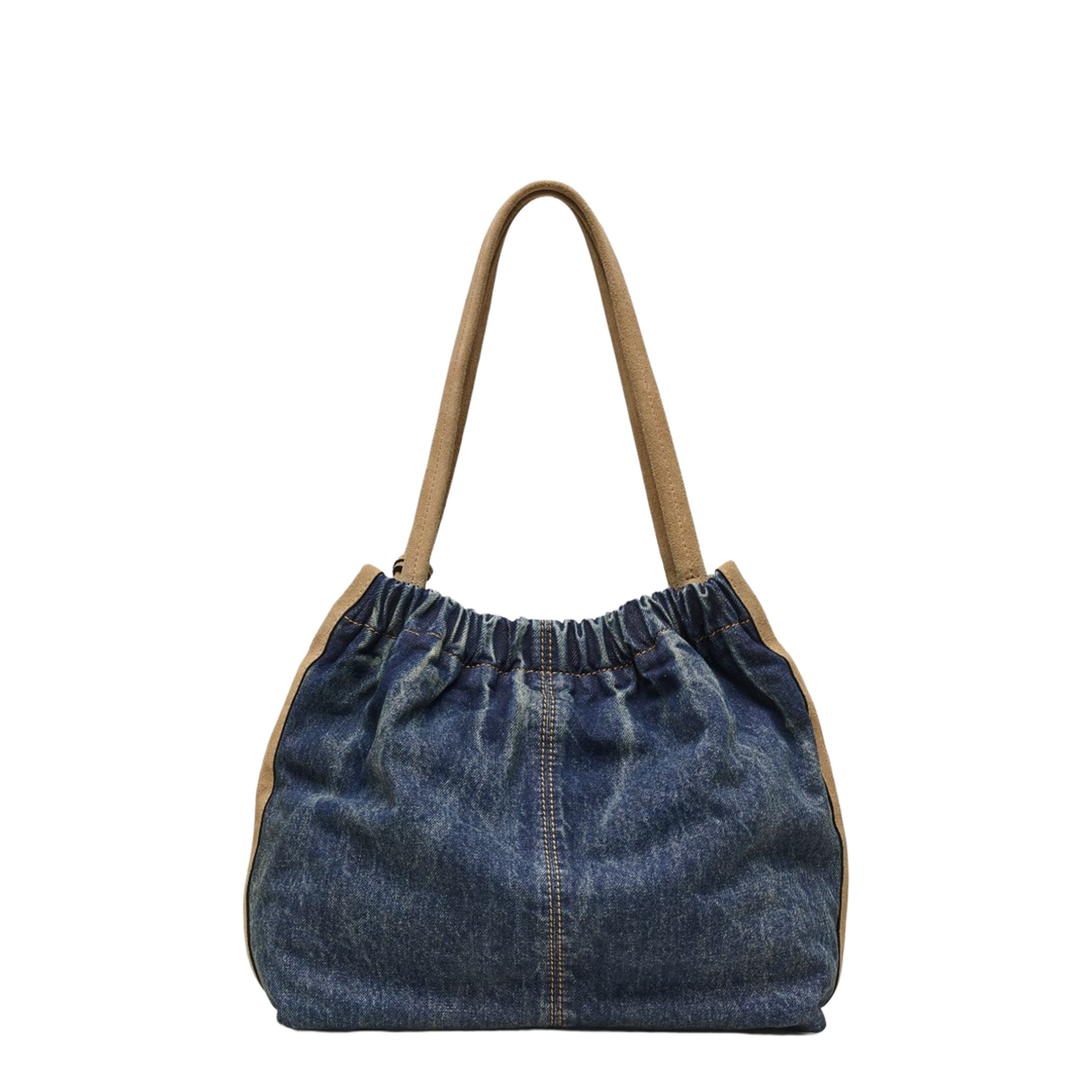 The Denim Suede Cristina Tote - Dark Wash Indigo