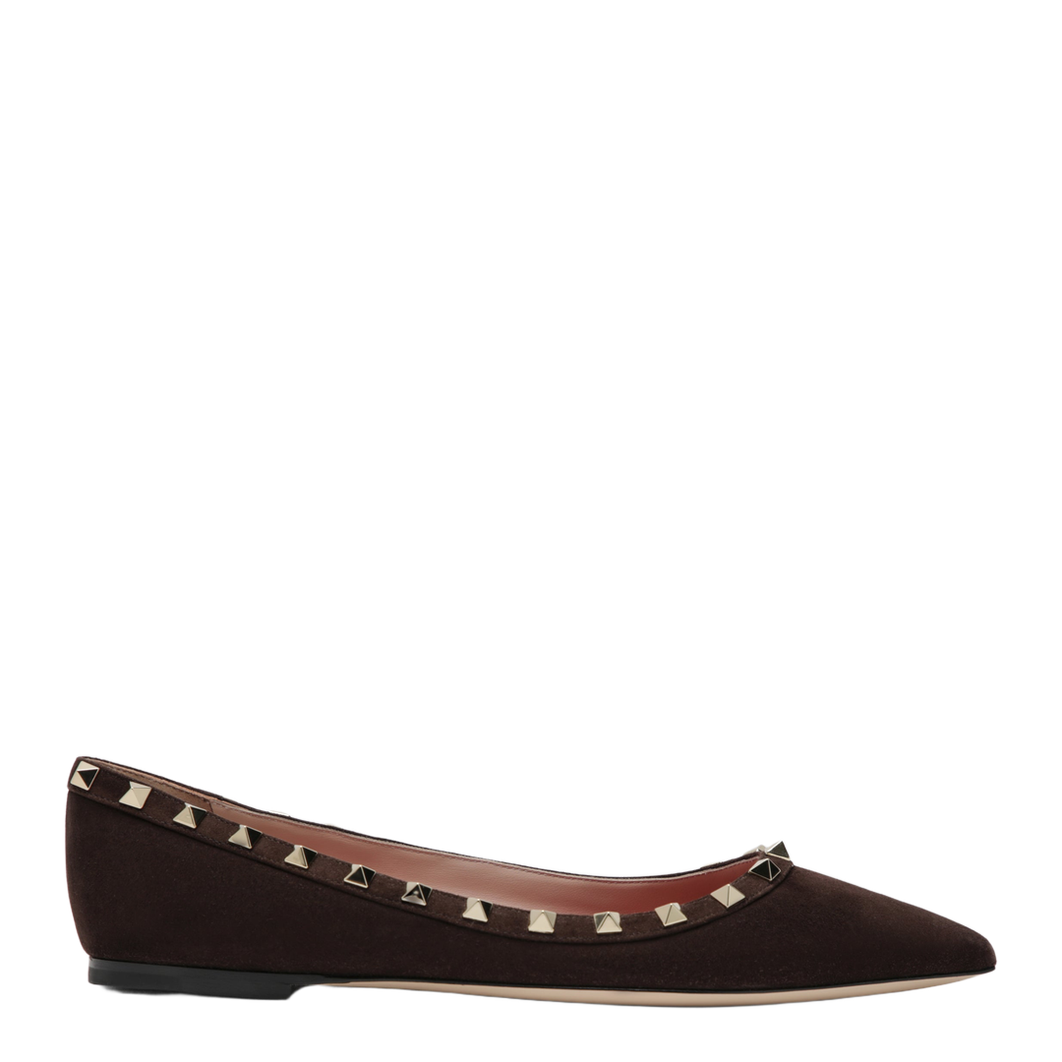 MAYFEYR - Valentino - Brown Suede Rockstud Ballet Flats - 9W2S0403CVB0TO