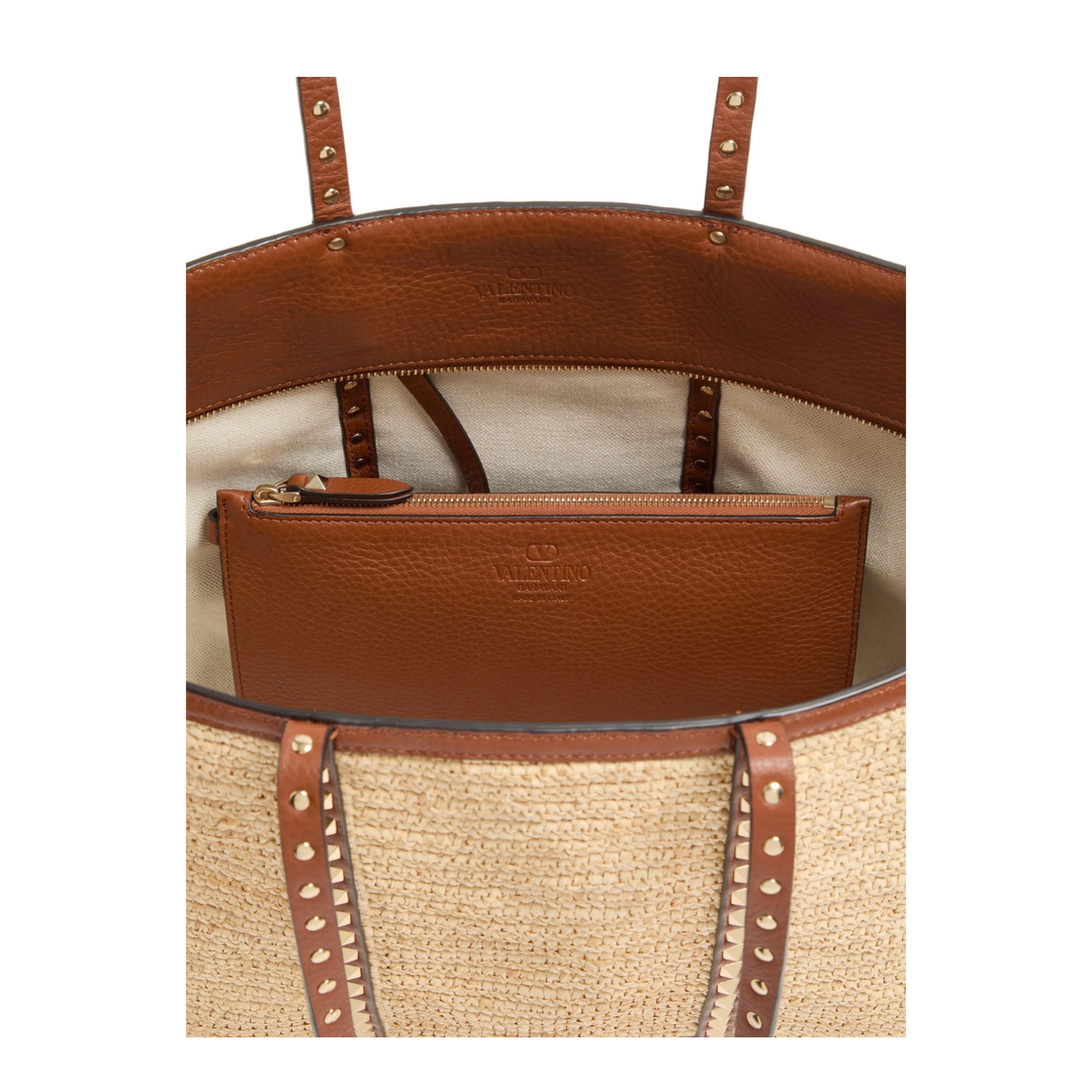 MAYFEYR - Valentino - Raffia Shopping Medium Rockstud Bag - 8W2B0R04UEN43S
