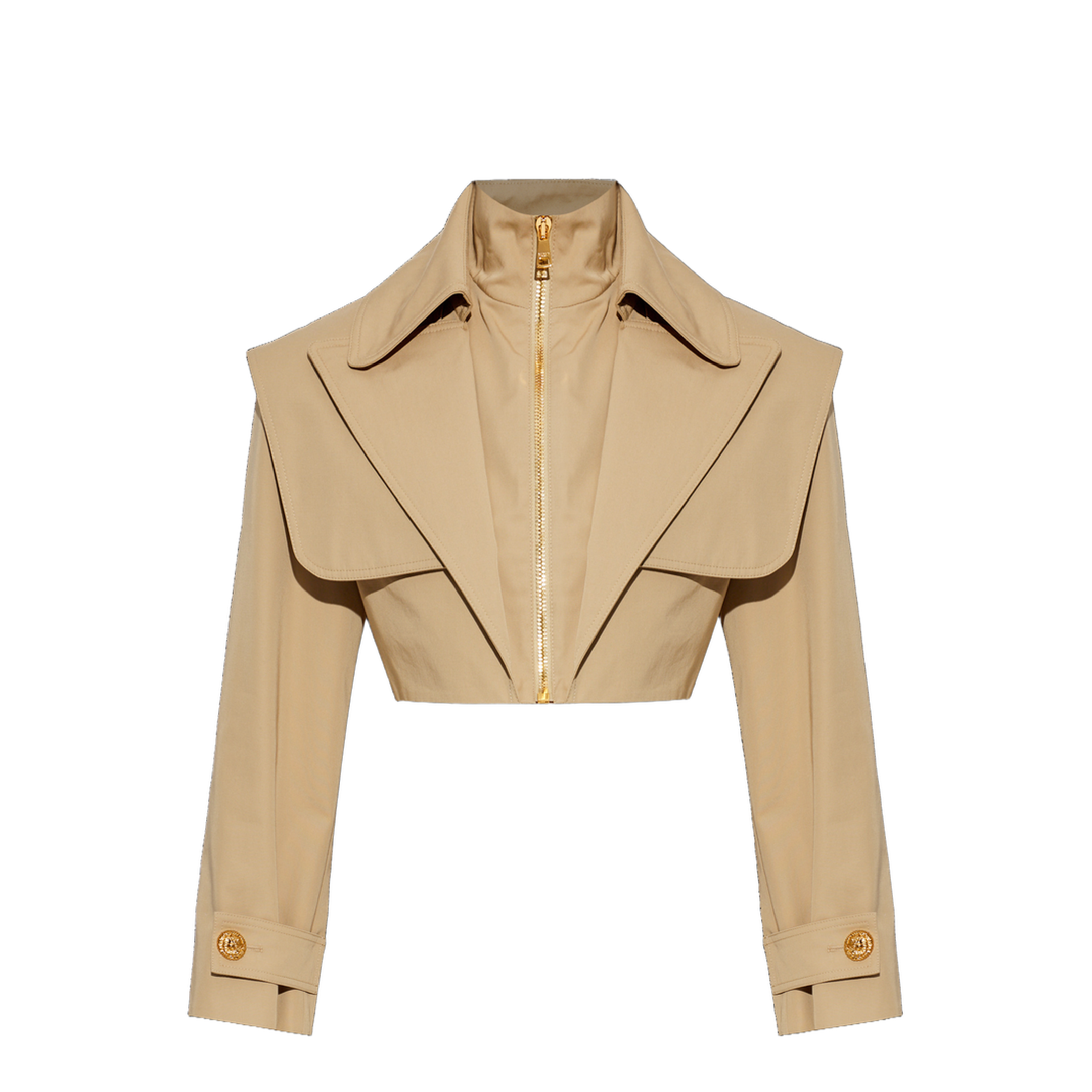 Cropped Gabardine Jacket Beige
