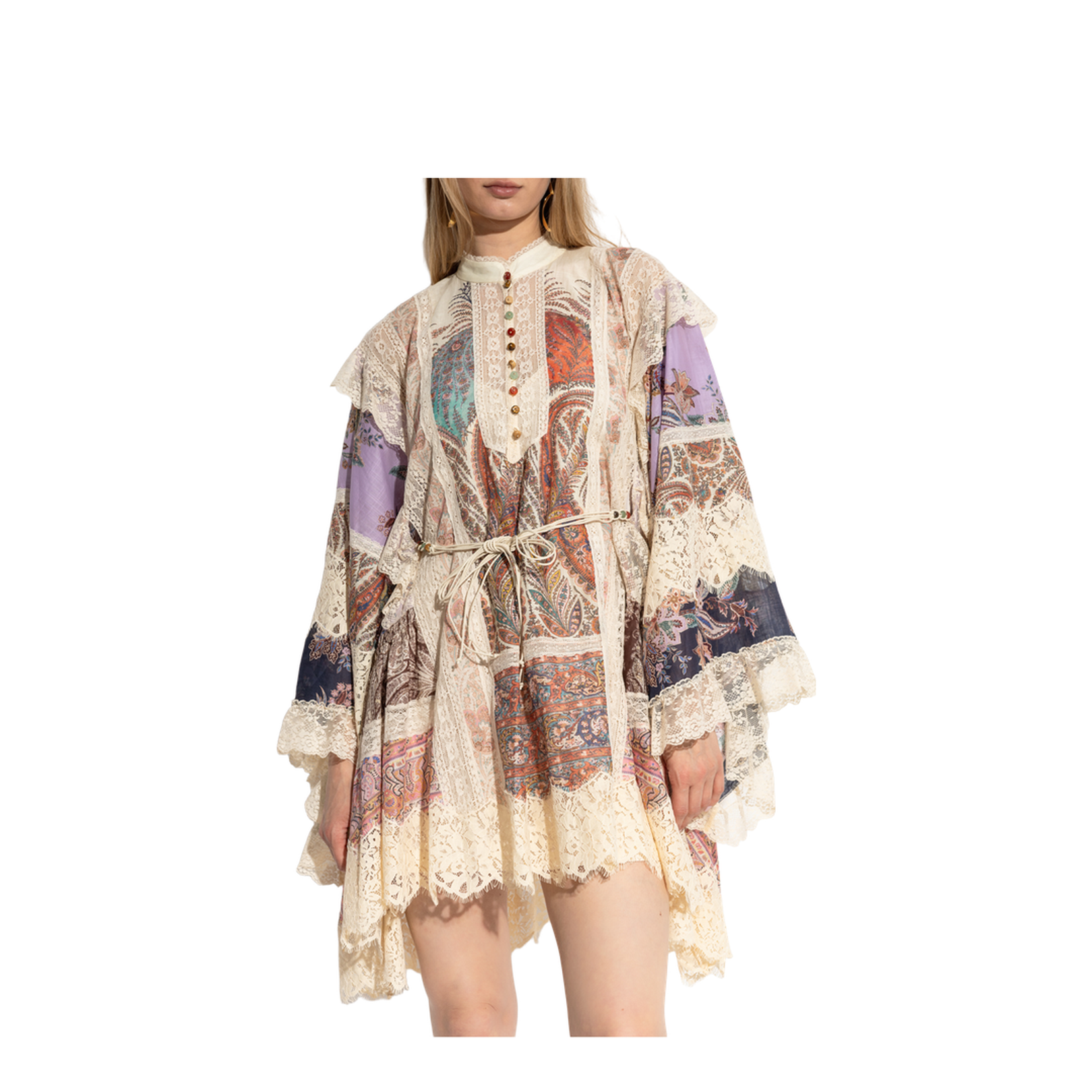 Dress with lace inserts