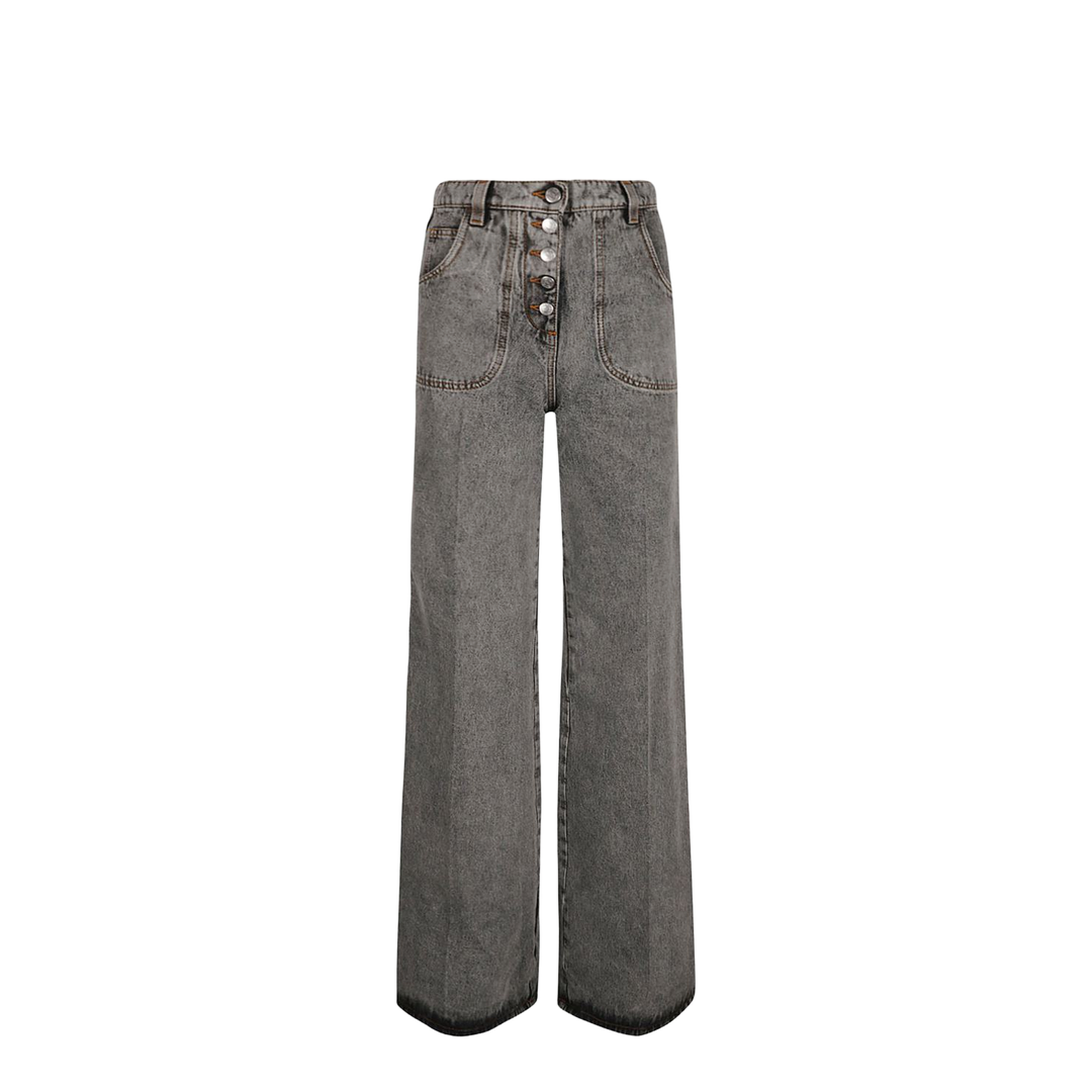 Wide Flare Leg Multi-buttons Jeans