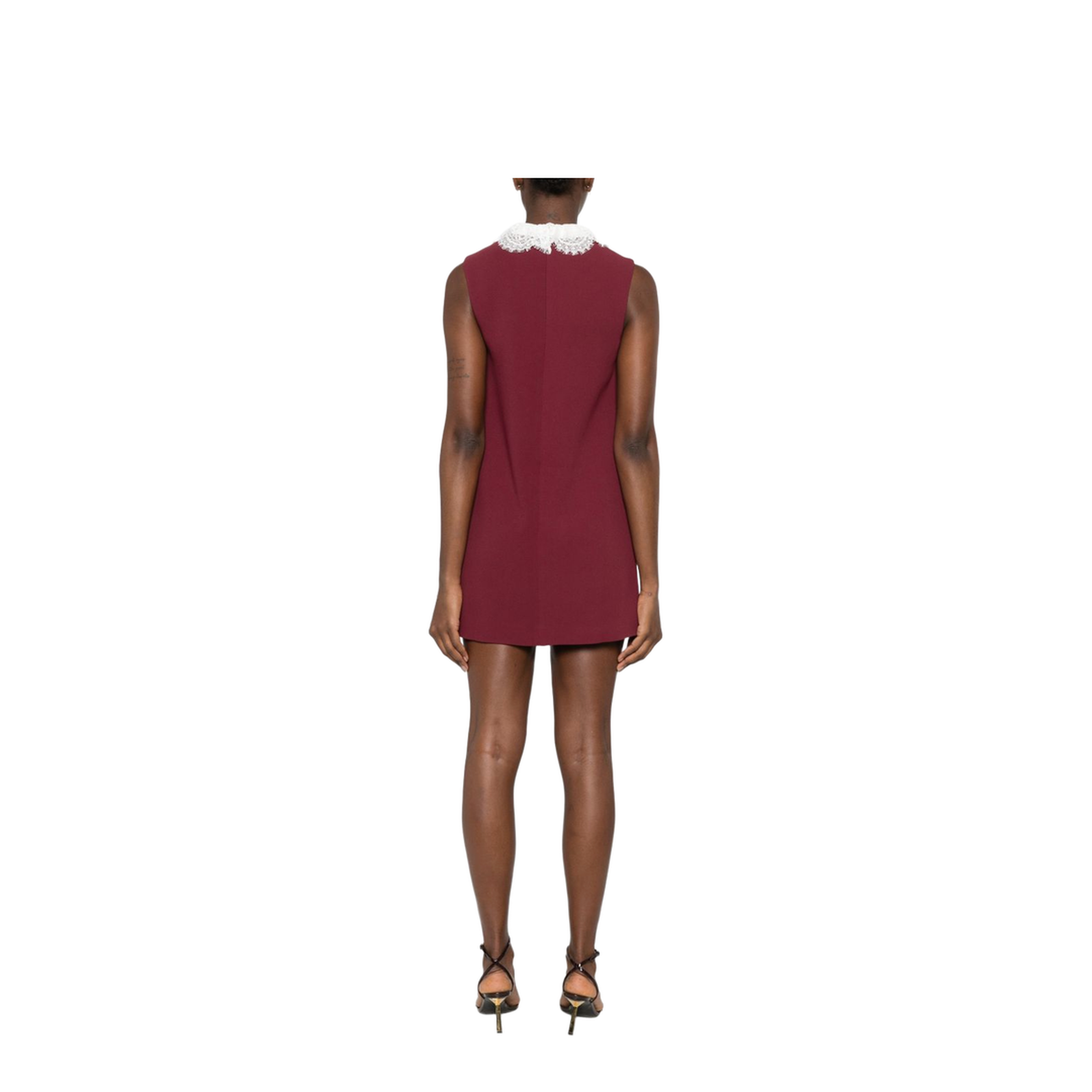 MAYFEYR - Self Portrait - Embroidered Midi Dress With Bow - PF26-001SB-BUBURGUNDY