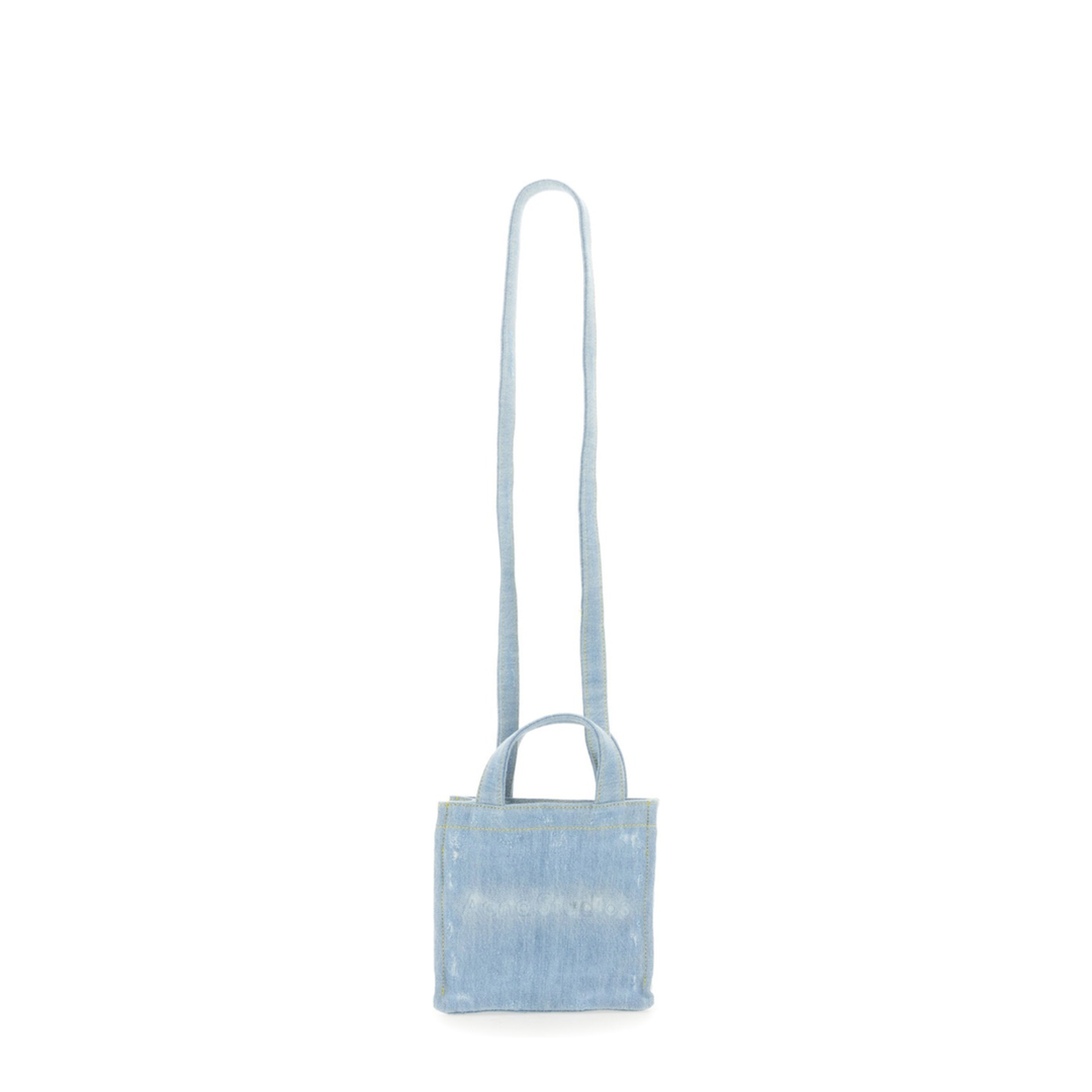 Mini Denim Shopper Bag With Logo