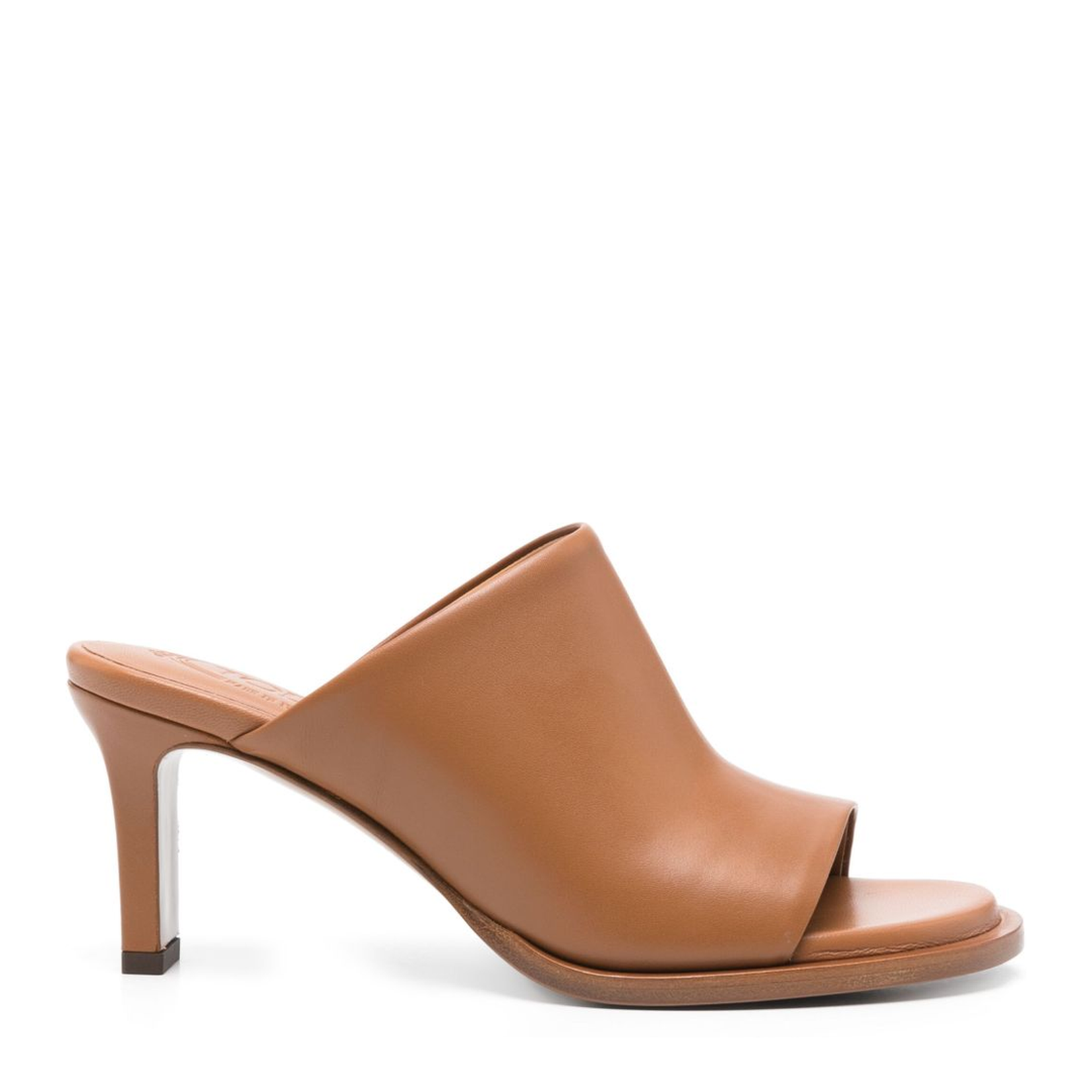 Leather Brown Mid Heel Sandals