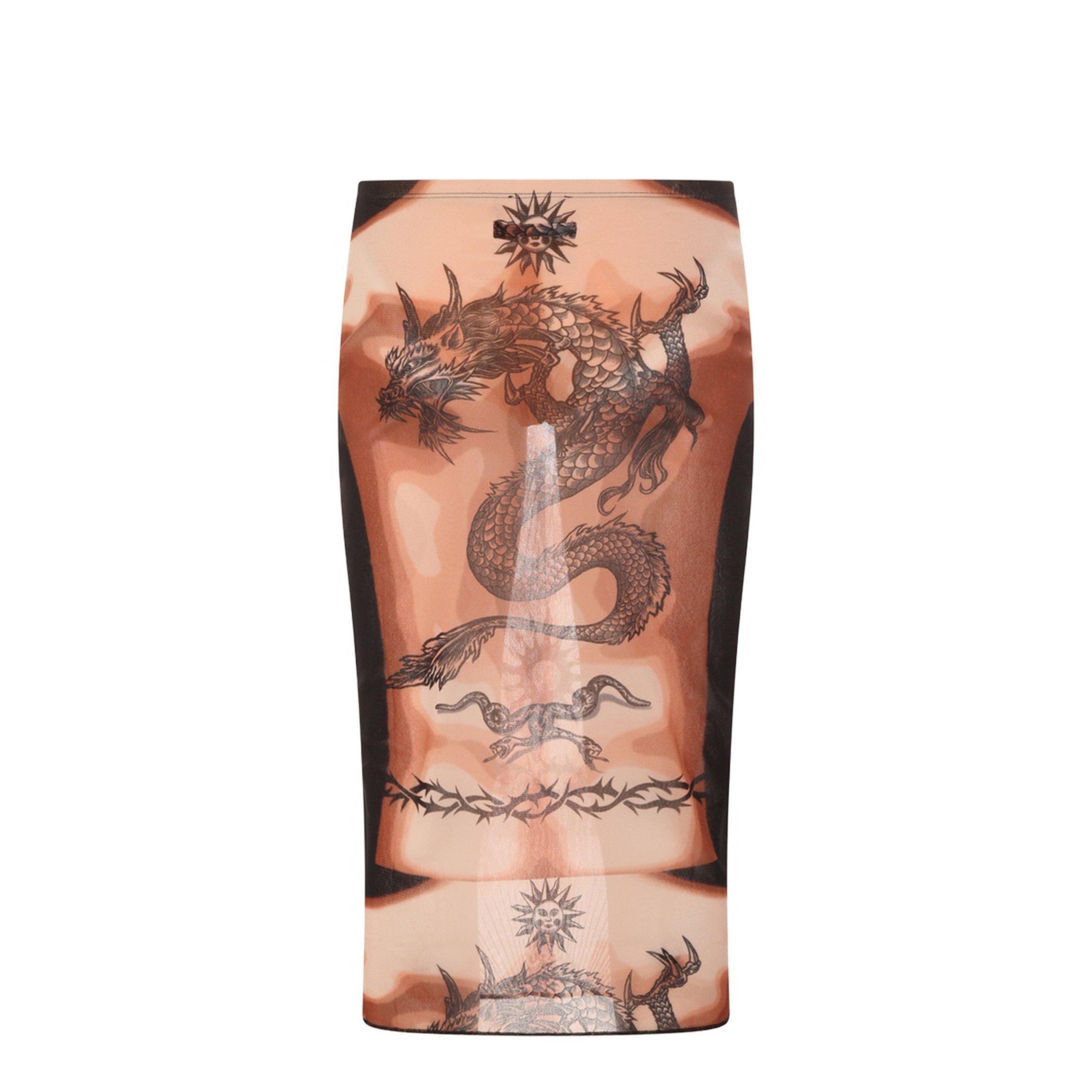 MIDI SKIRT WITH SAFE SEX TATTOO PRINT