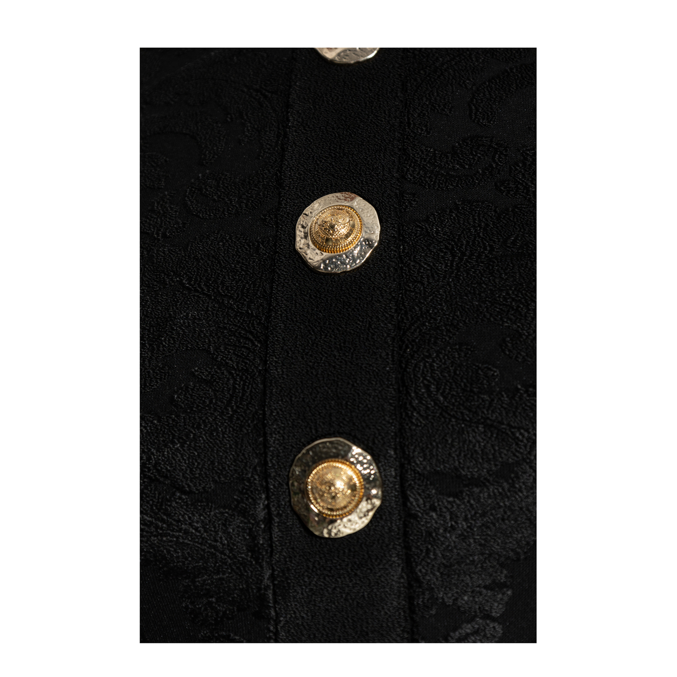 Baroque Pattern Buttoned Top Black