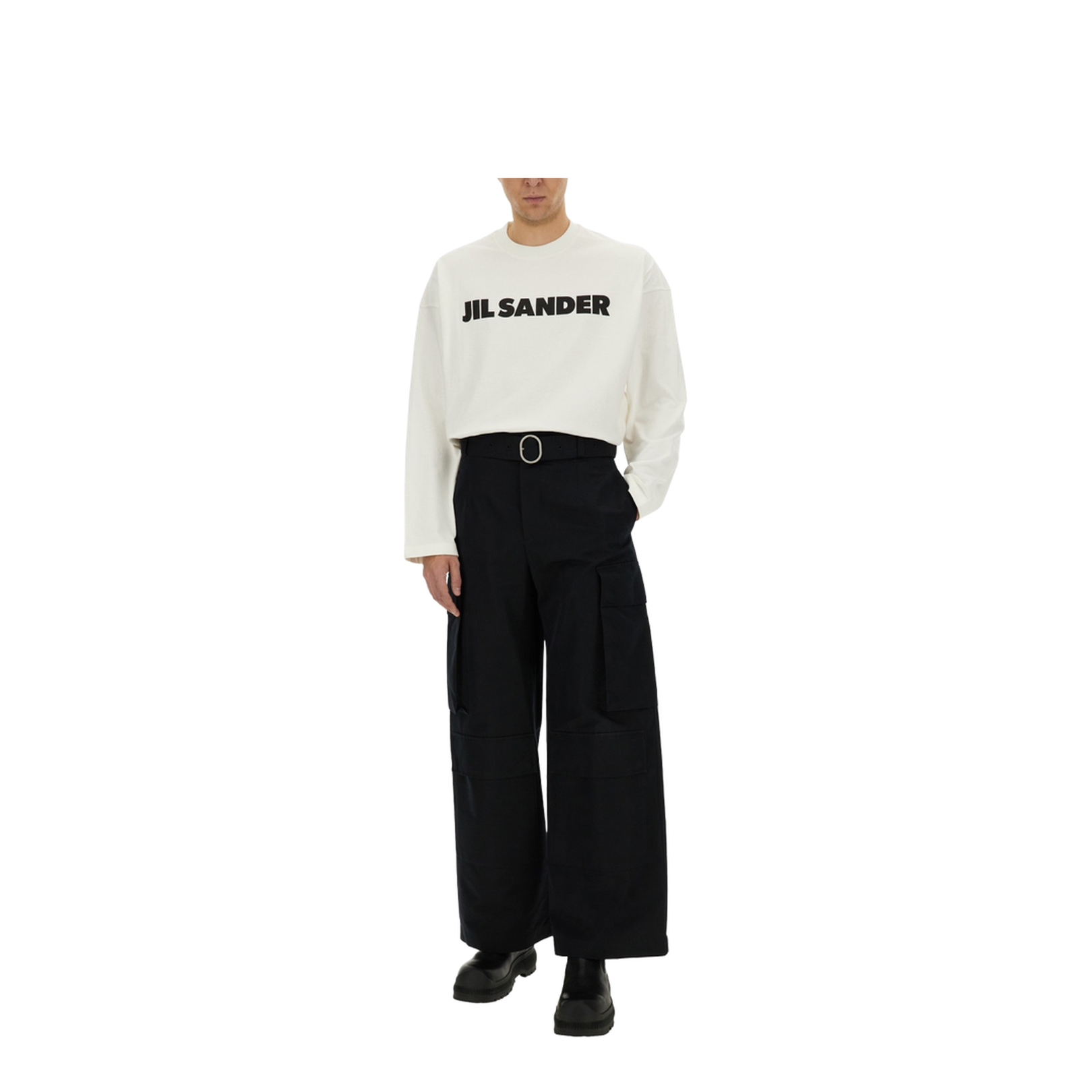 Belted Cargo Pants In Black