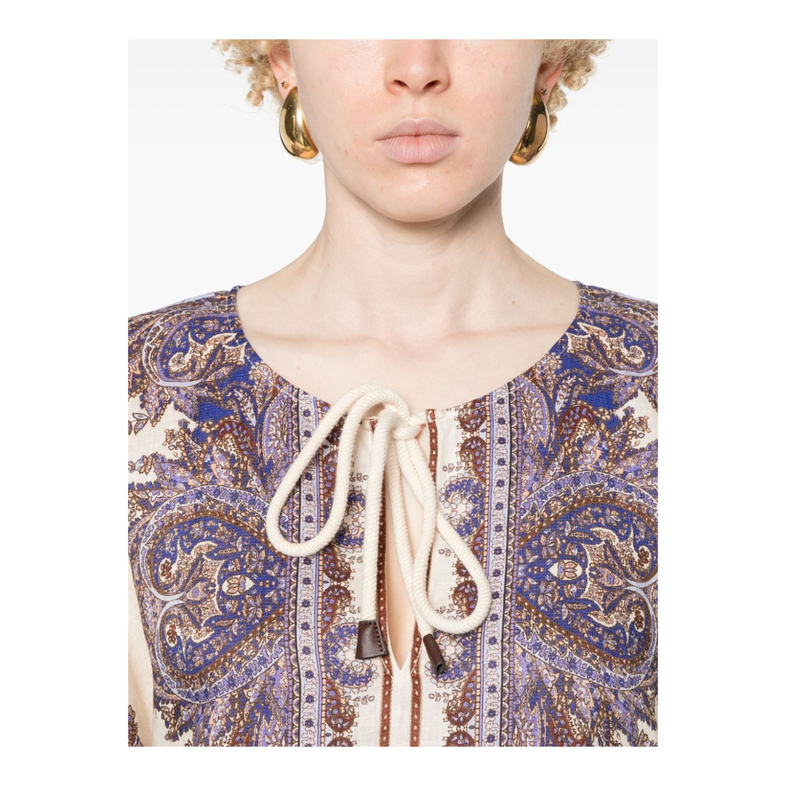Paisley Print Linen Midi Dress