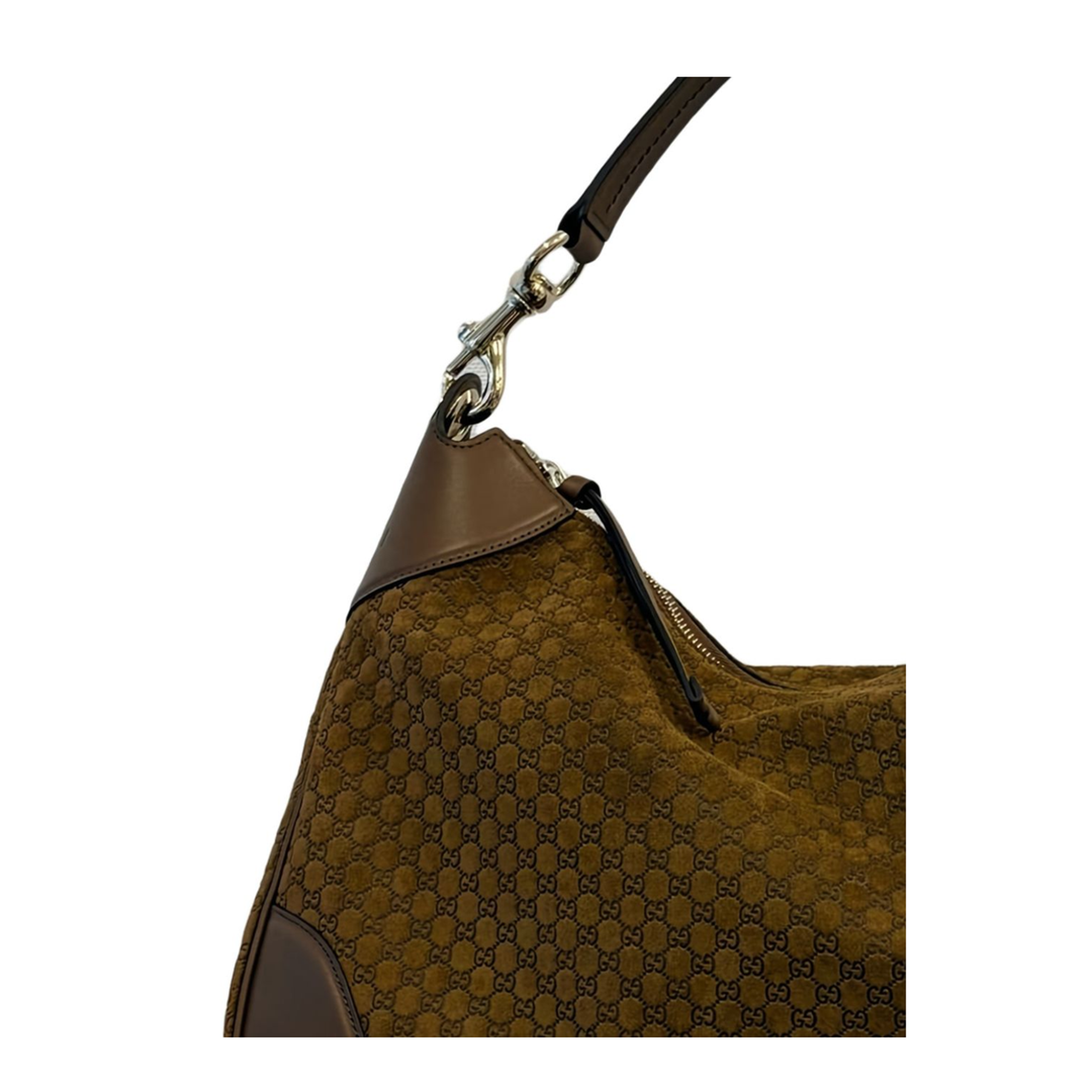 B Medium Suede Shoulder Bag - Pepper Brown