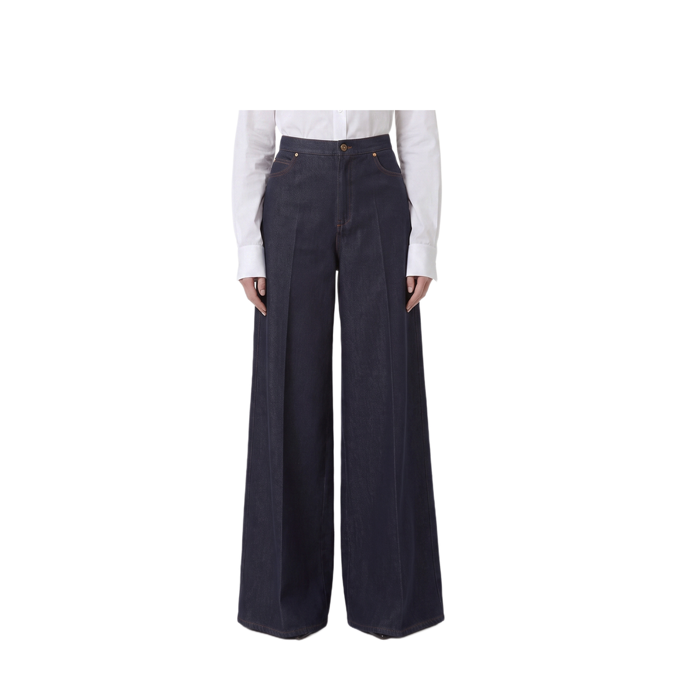 MAYFEYR - Max Mara - Wide Leg Denim-Effect Quatto Trousers - 262113603260010564001