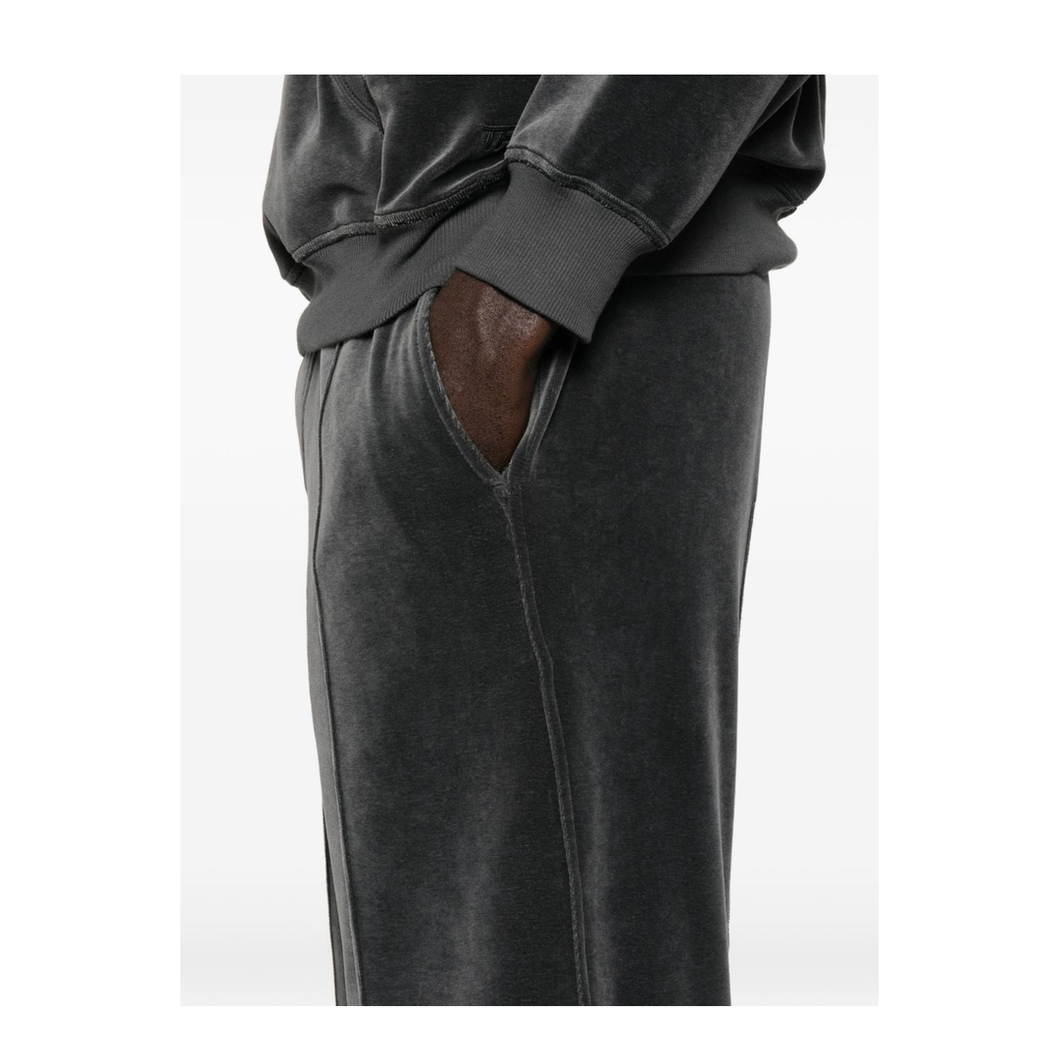 Trousers Grey - Velours Drawstring Joggers