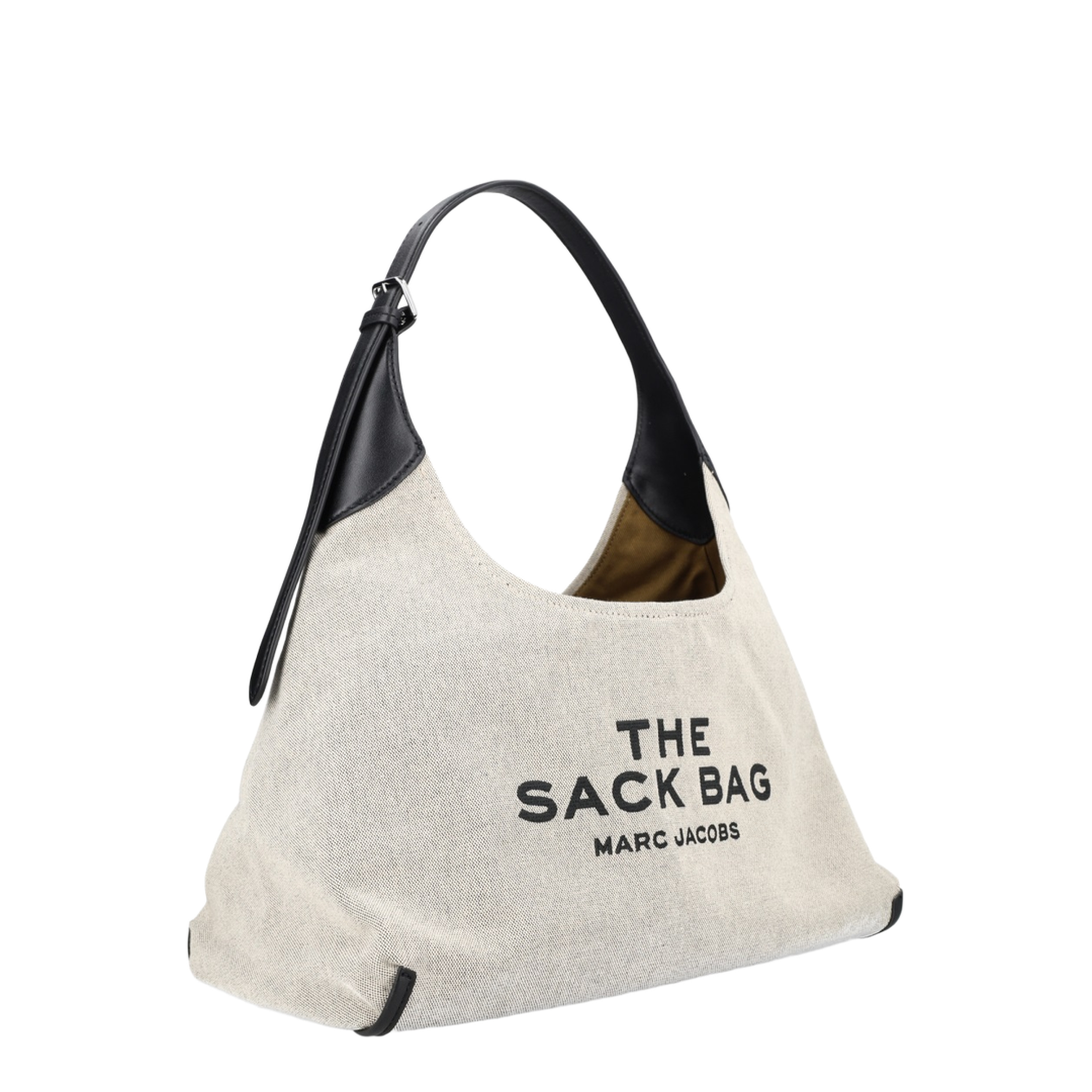 The Sack Bag Canvas Shoulder Bag - Ivory/Black
