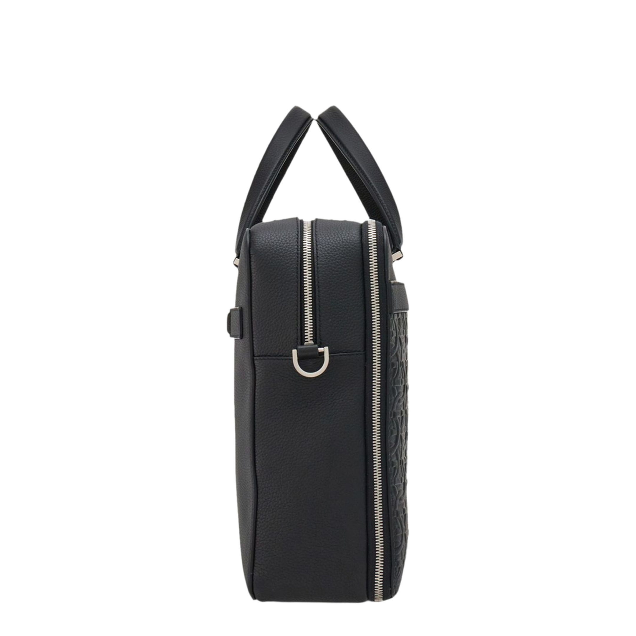 Gancini Embossed Calfskin Briefcase - Black
