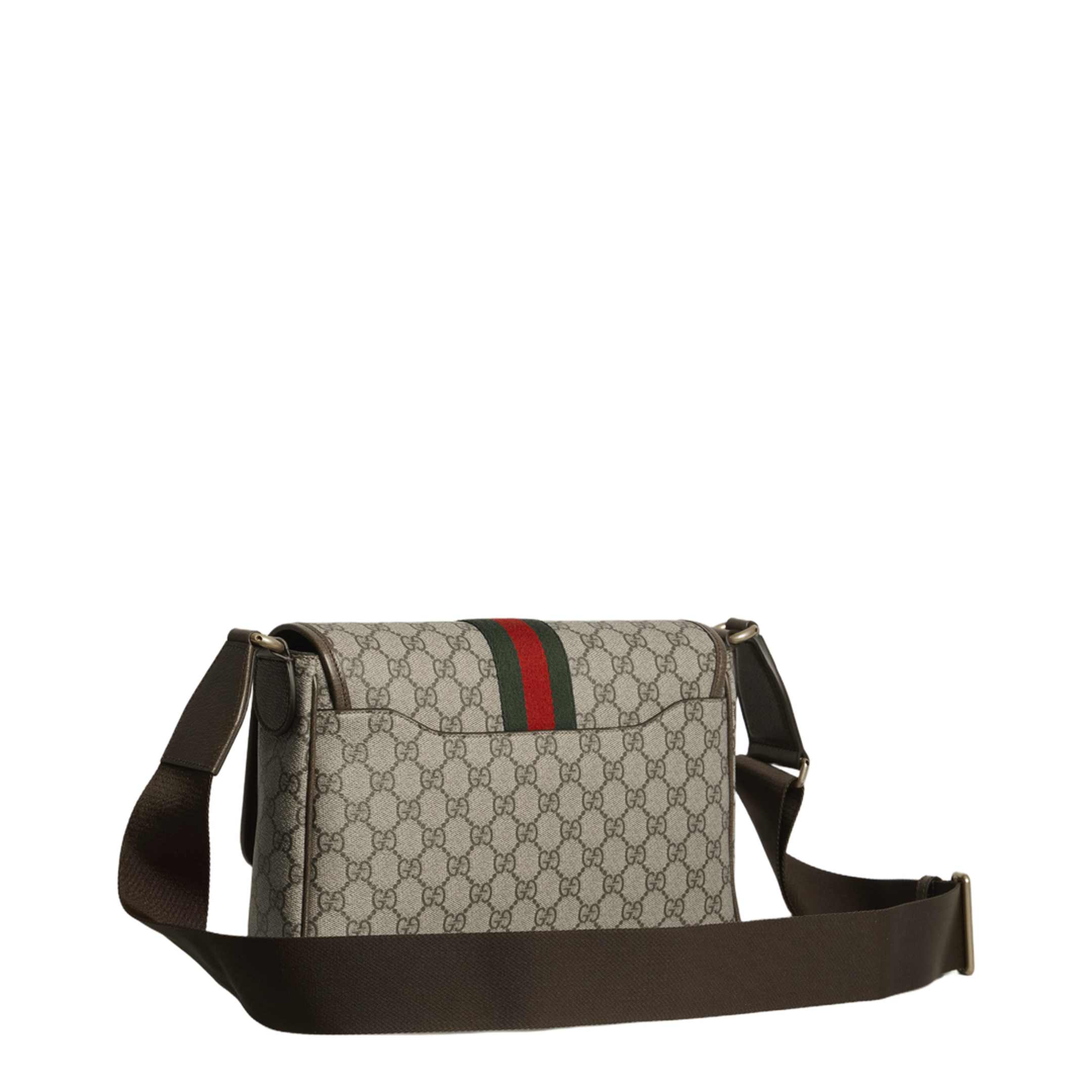 Ophidia Medium Coated Canvas Messenger Bag - Beige and Dark Brown