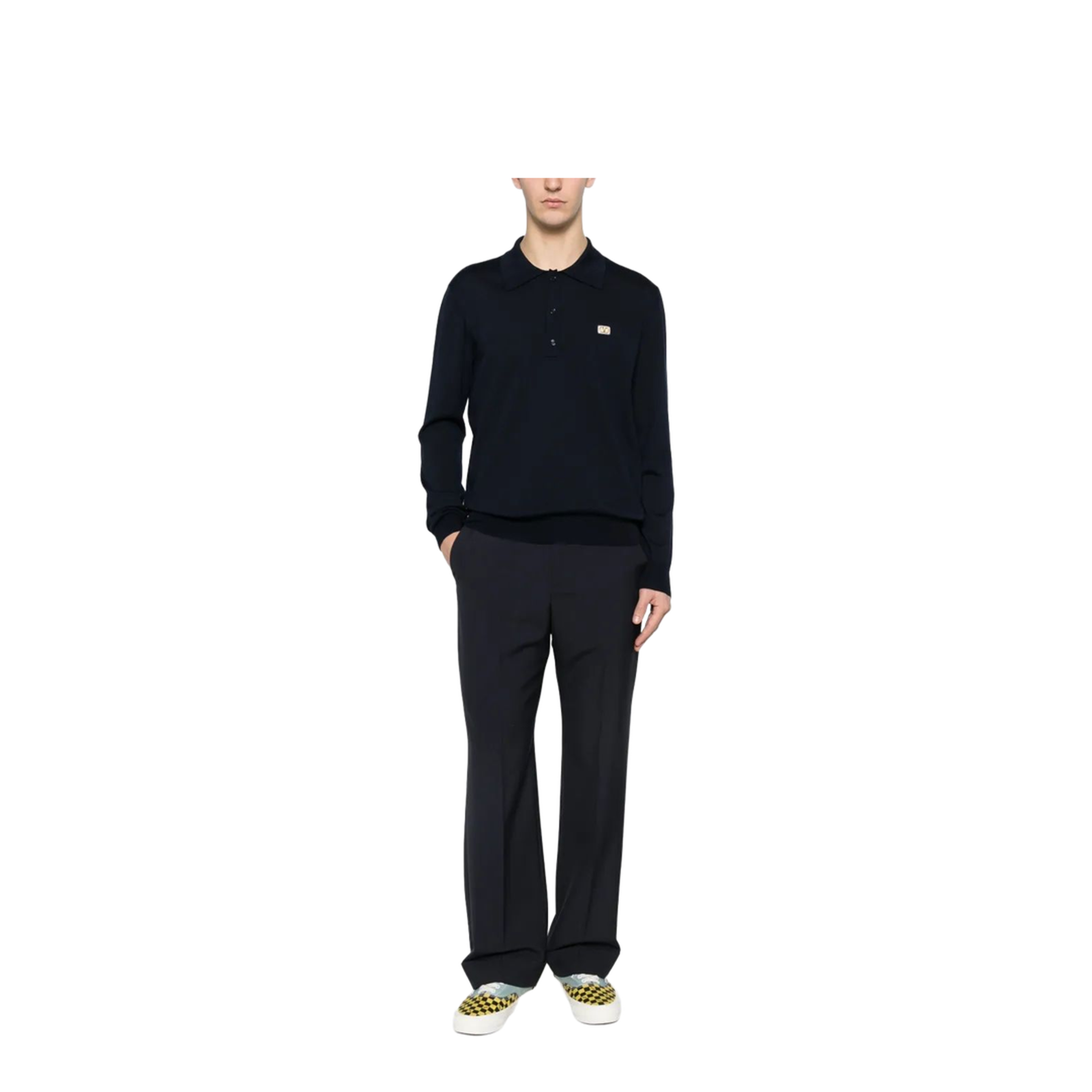 Midnight Blue Wool Polo Shirt
