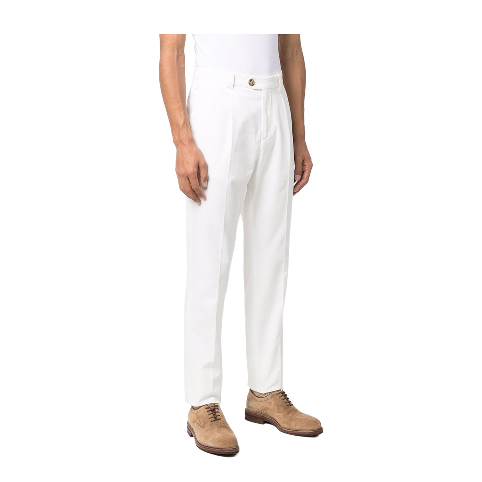 White Cotton Straight-Leg Chino Trousers
