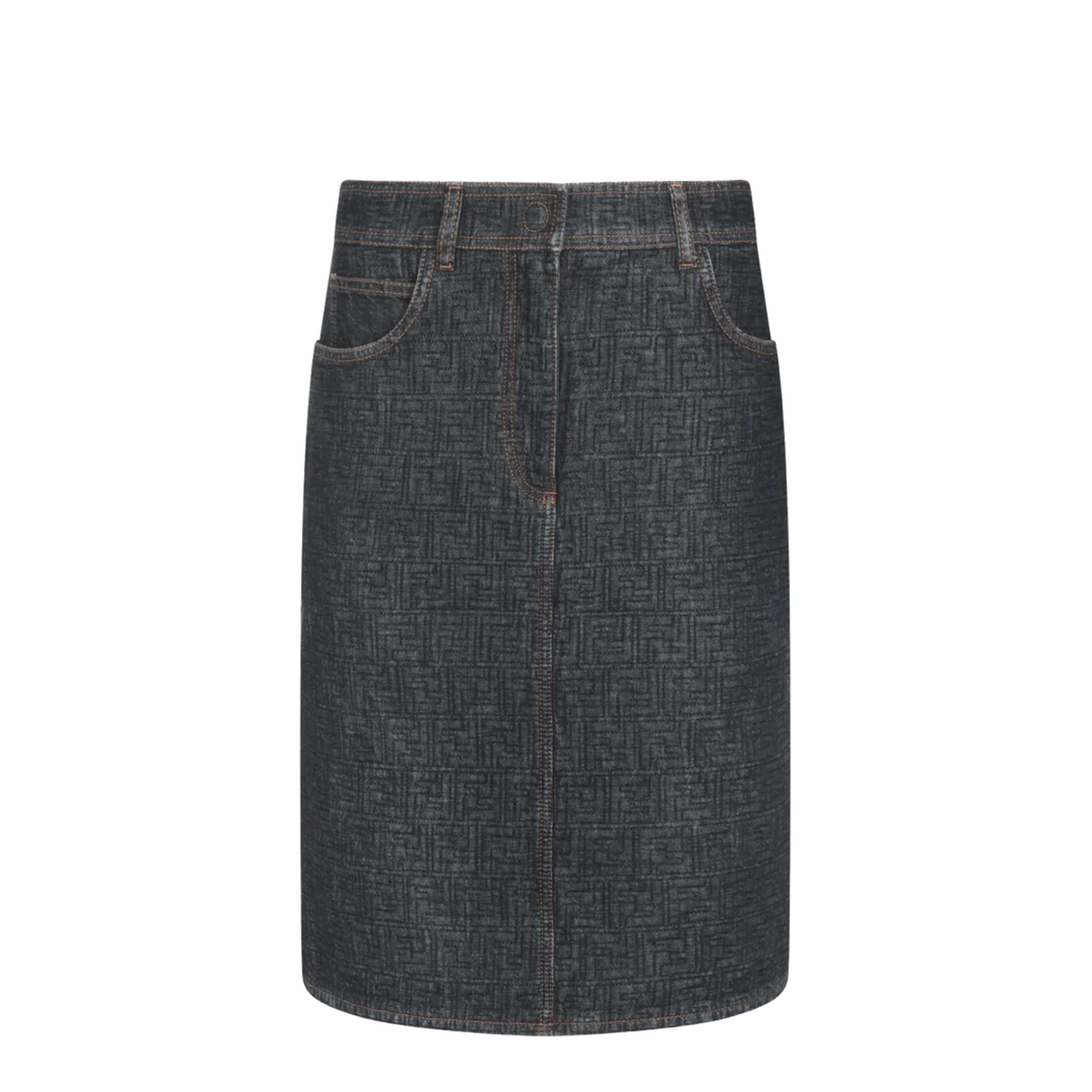 MAYFEYR - Fendi - Flared Midi Denim Skirt With All-Over Quilted Motif - FLQ604AW82