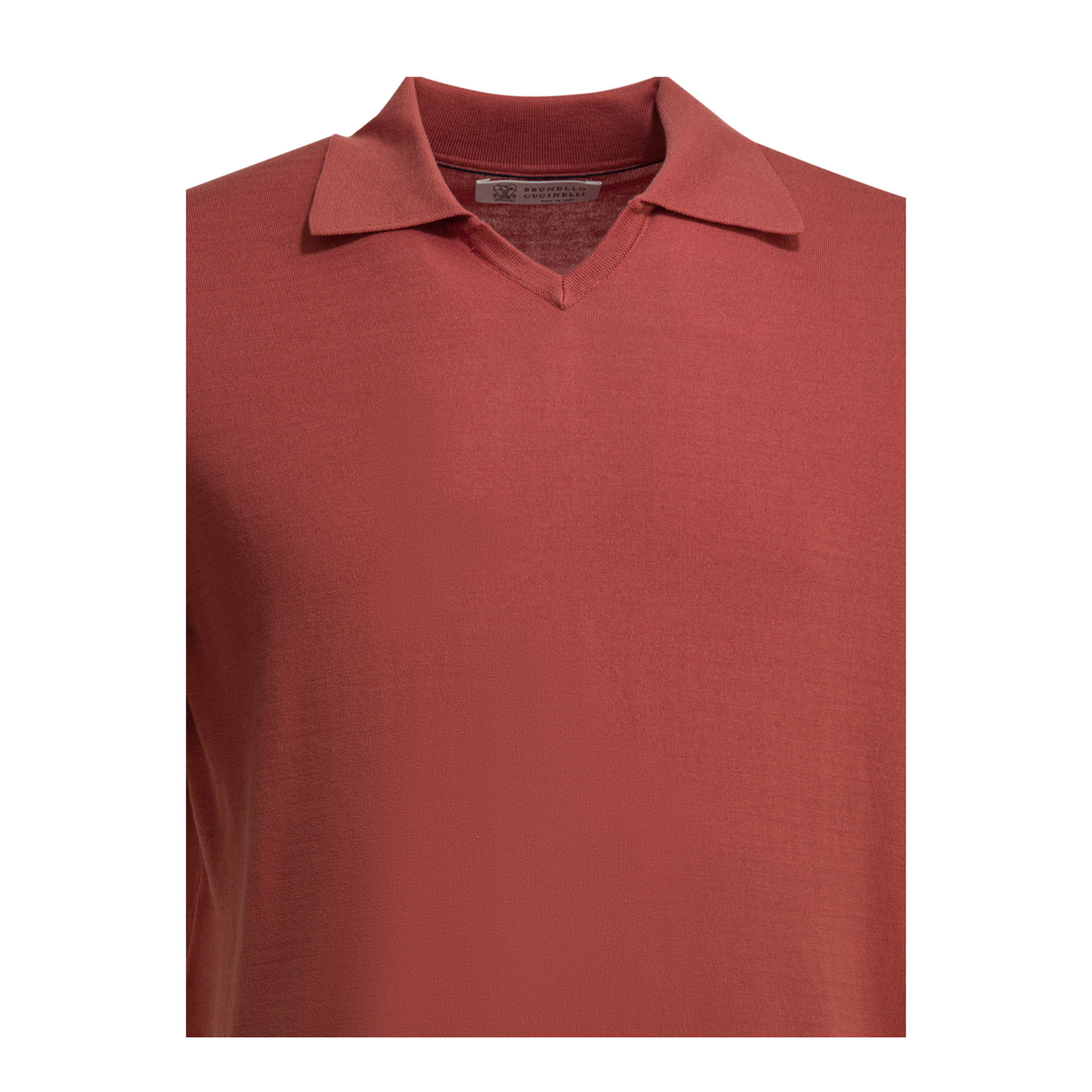 Cotton Buttonless Polo Shirt In Red