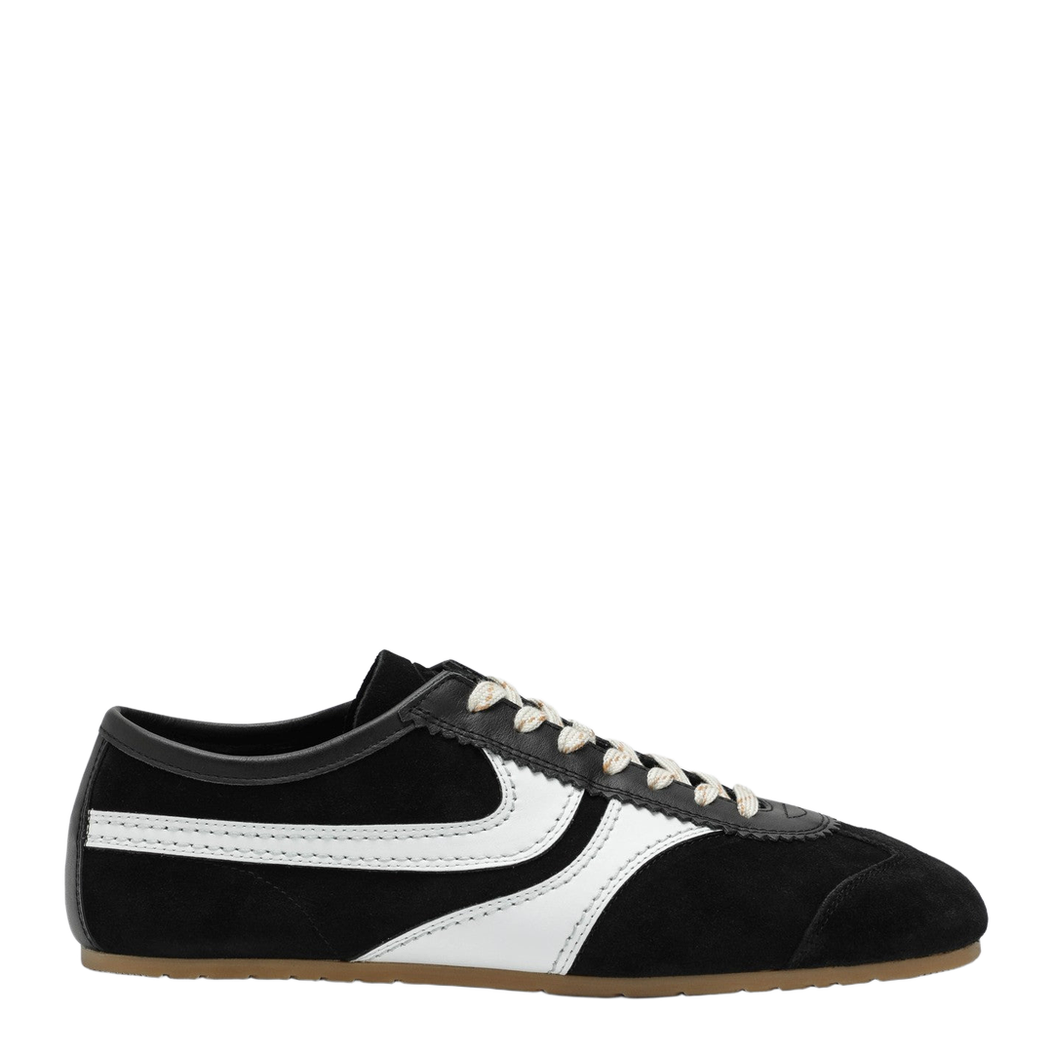 Black White Leather and Suede Sneakers
