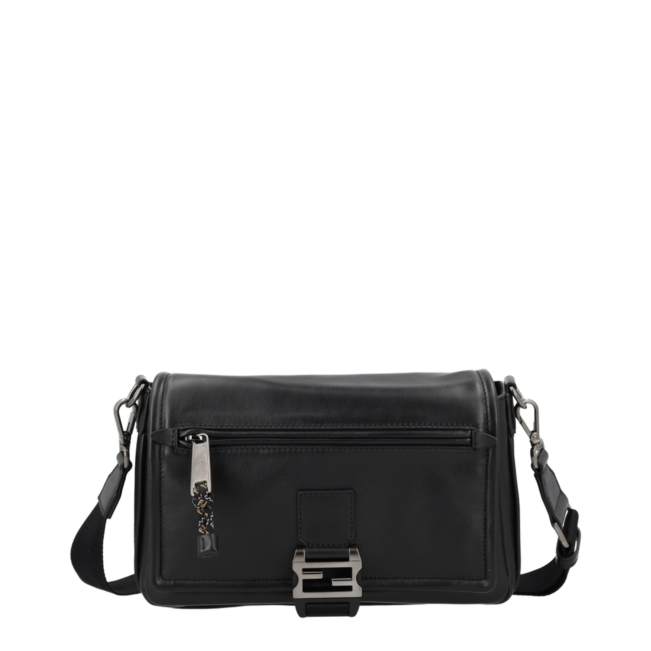 Flux Messenger Leather Crossbody Bag - Black