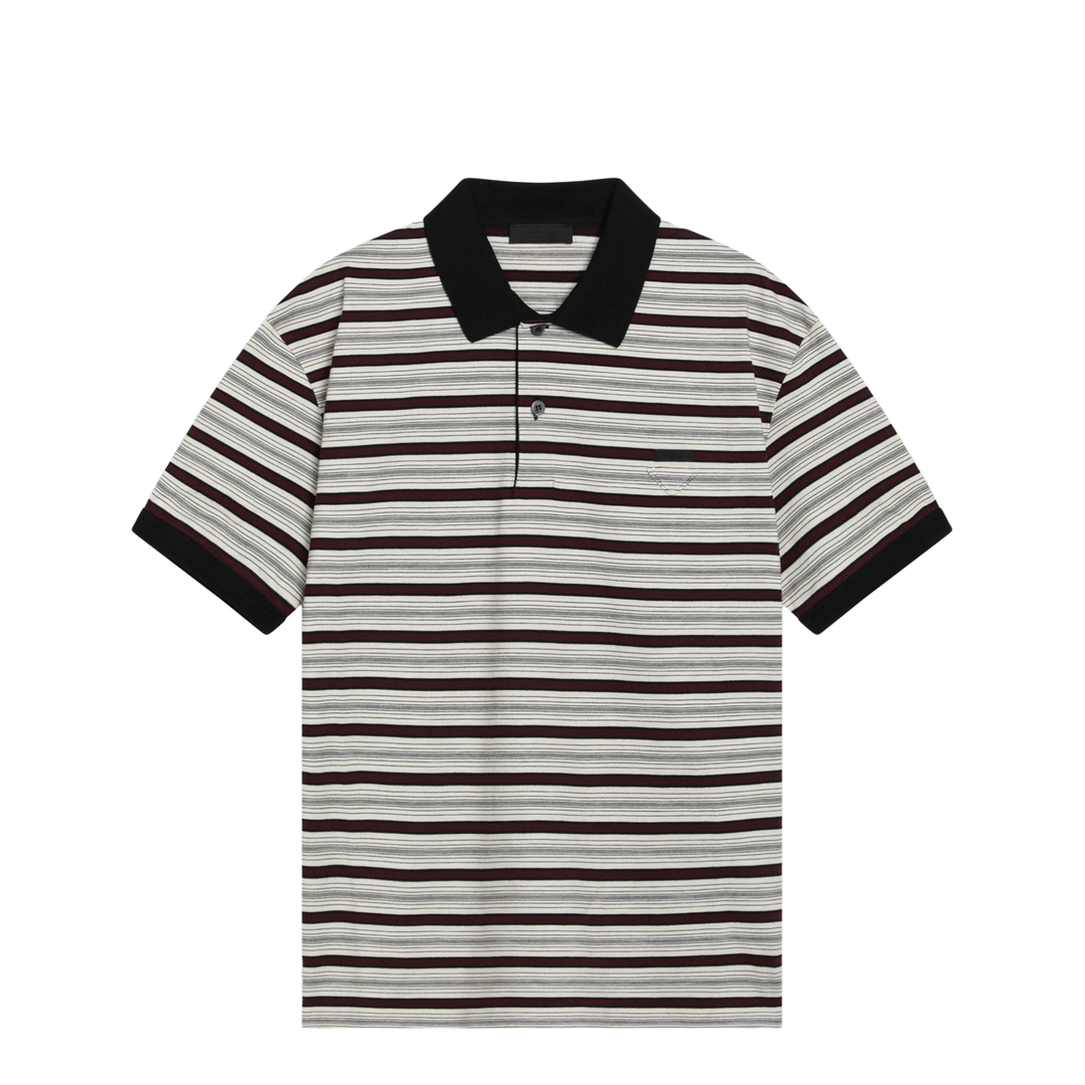 Ivory Garnet Striped Cotton Polo Shirt