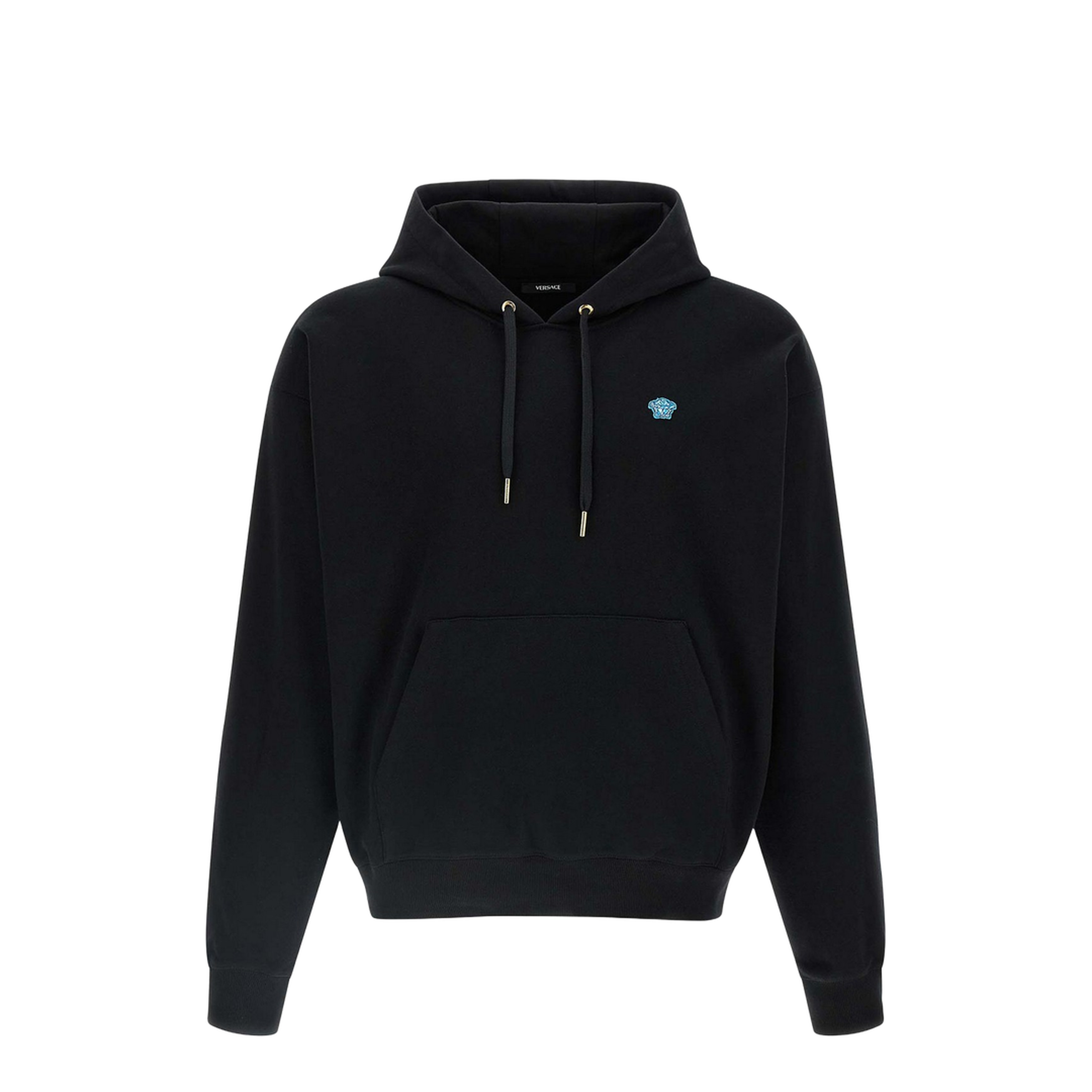 Patch Cotton Hoodie Black