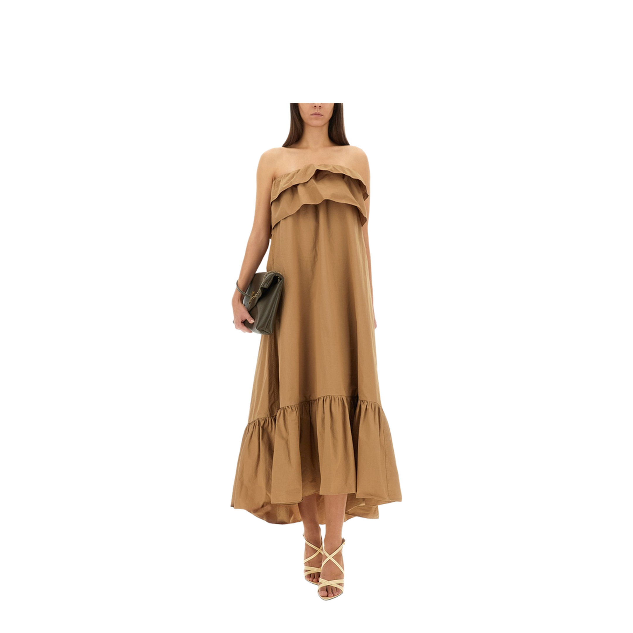 Cotton Twill Ruffle Dress
