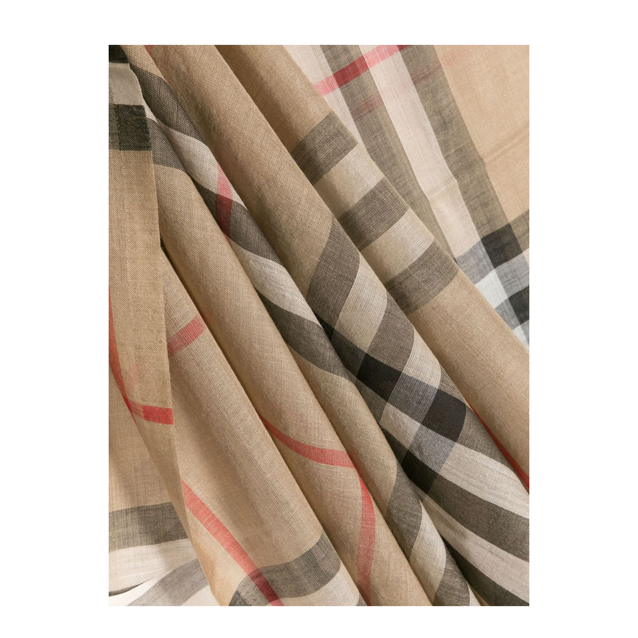 Giant Check Wool and Silk Scarf