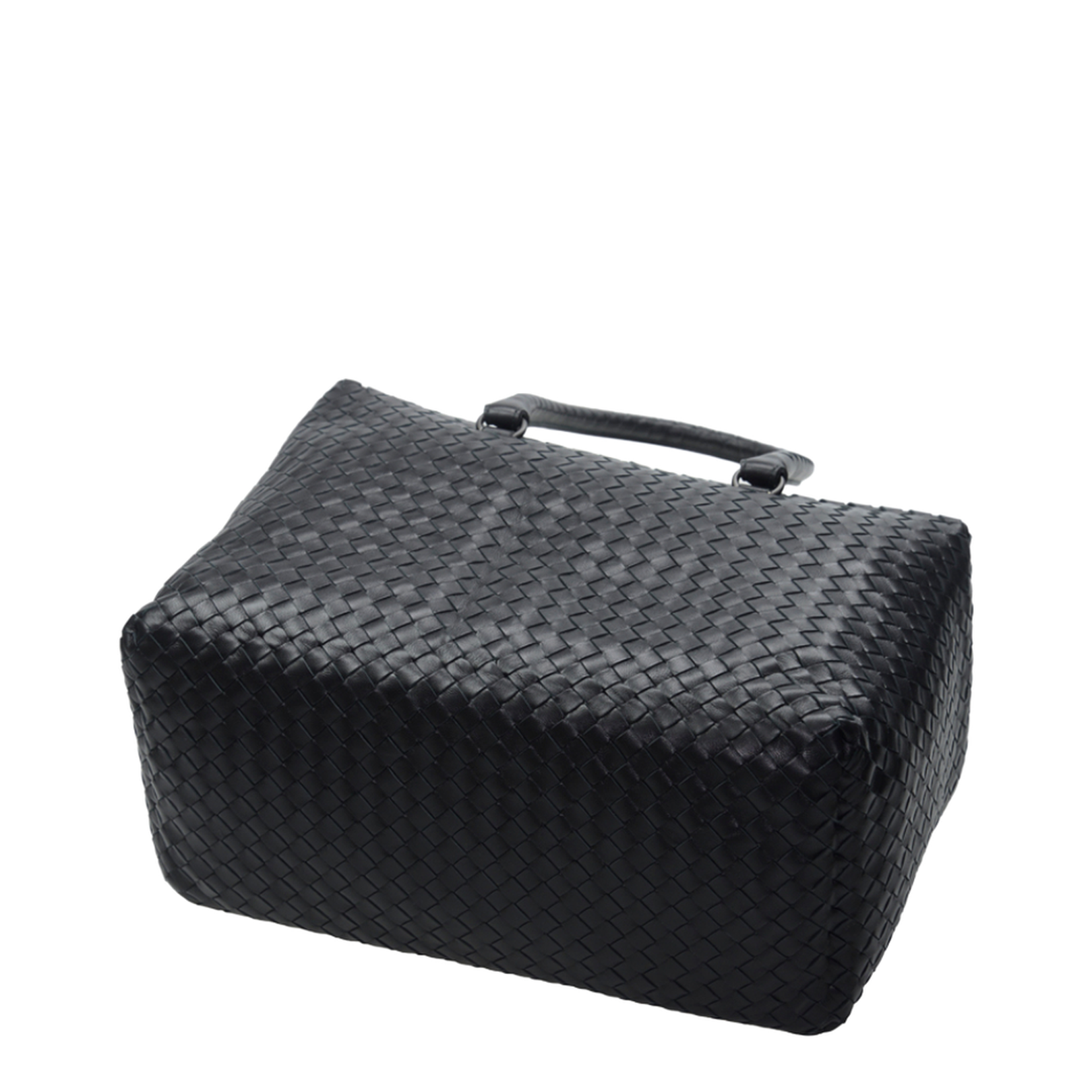 Intrecciato Small Leather Tote Bags - Black