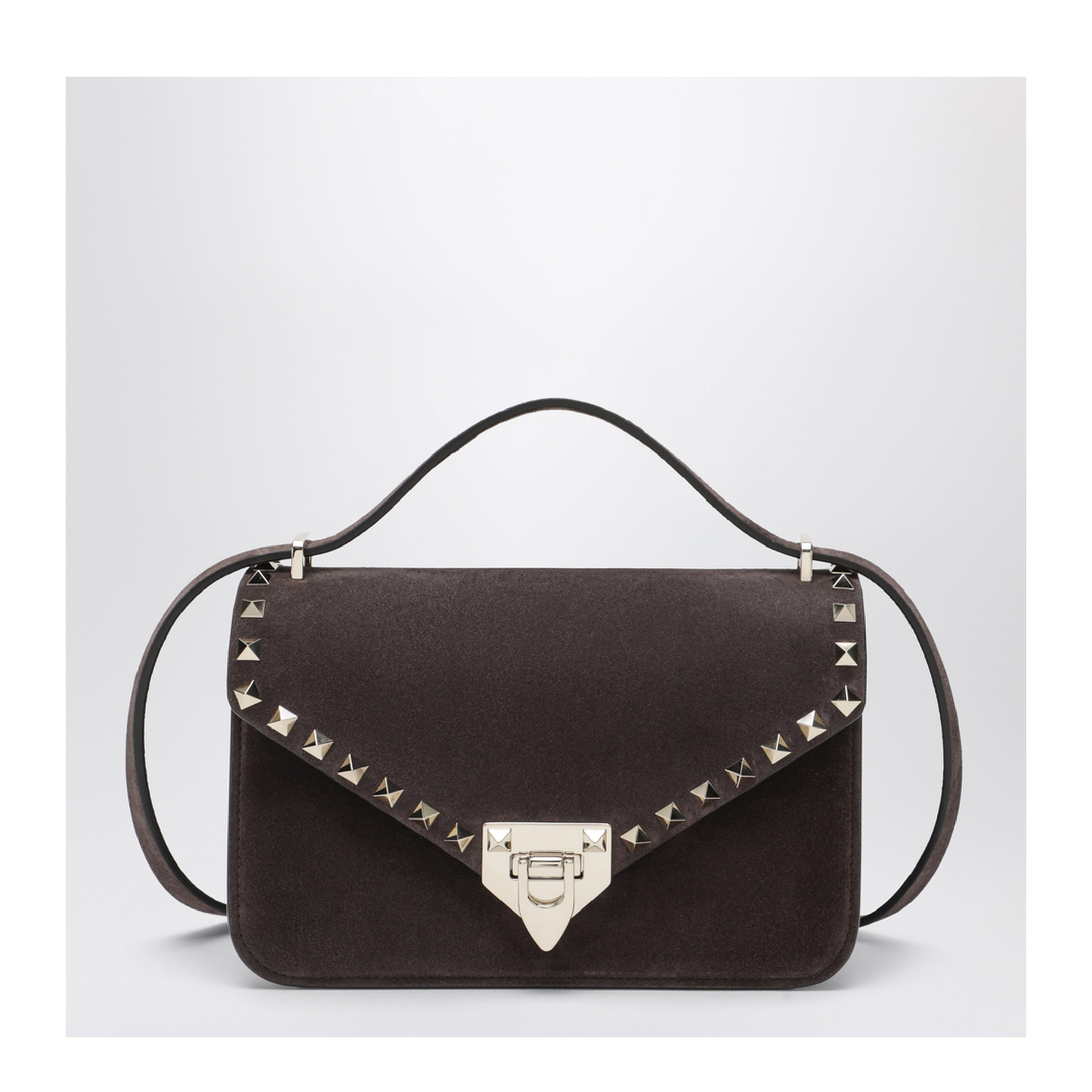 MAYFEYR - Valentino - Small Rockstud Crossbody Bag In Ebony Brown Suede - 9W2B0T76KQQ0TO