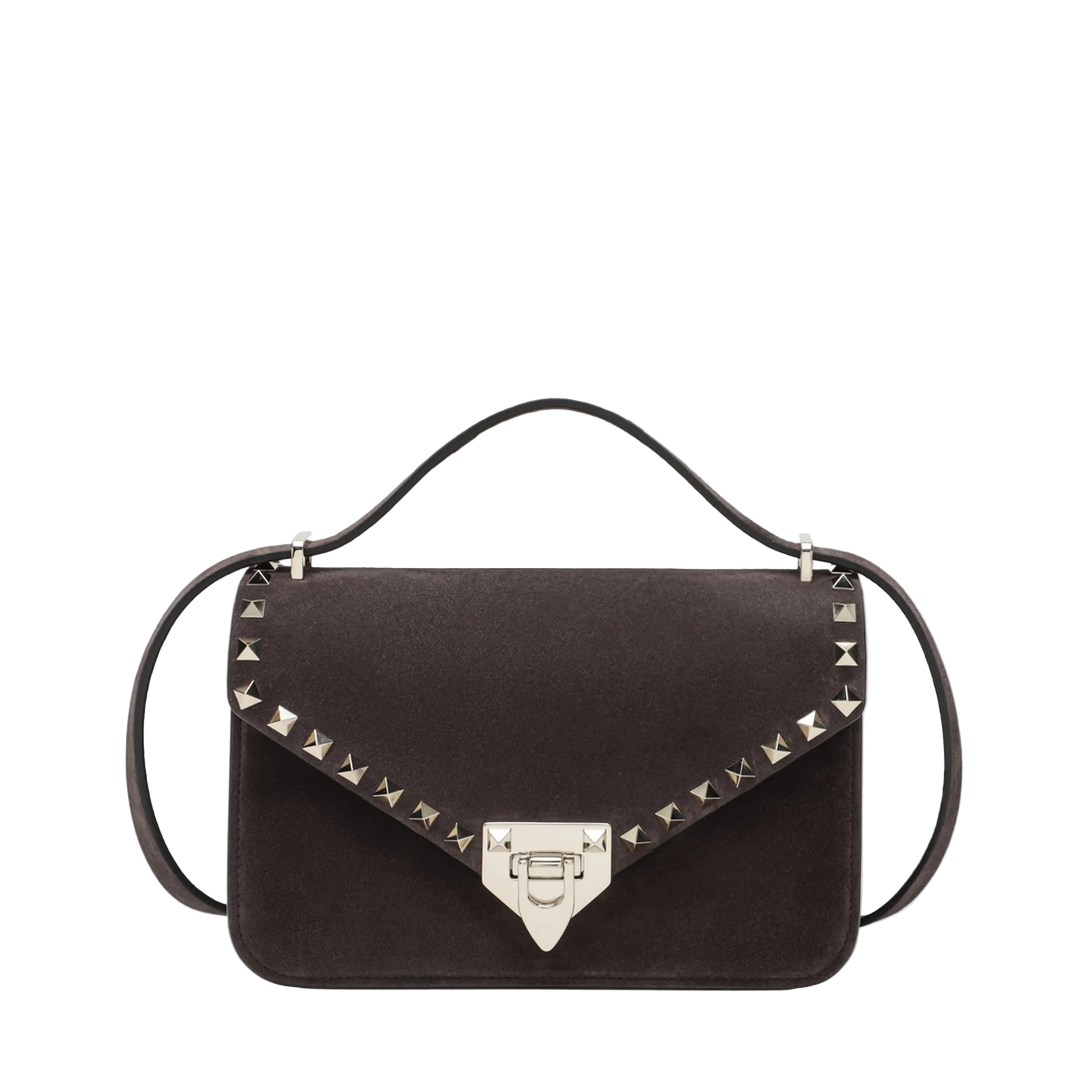 MAYFEYR - Valentino - Small Rockstud Crossbody Bag In Ebony Brown Suede - 9W2B0T76KQQ0TO