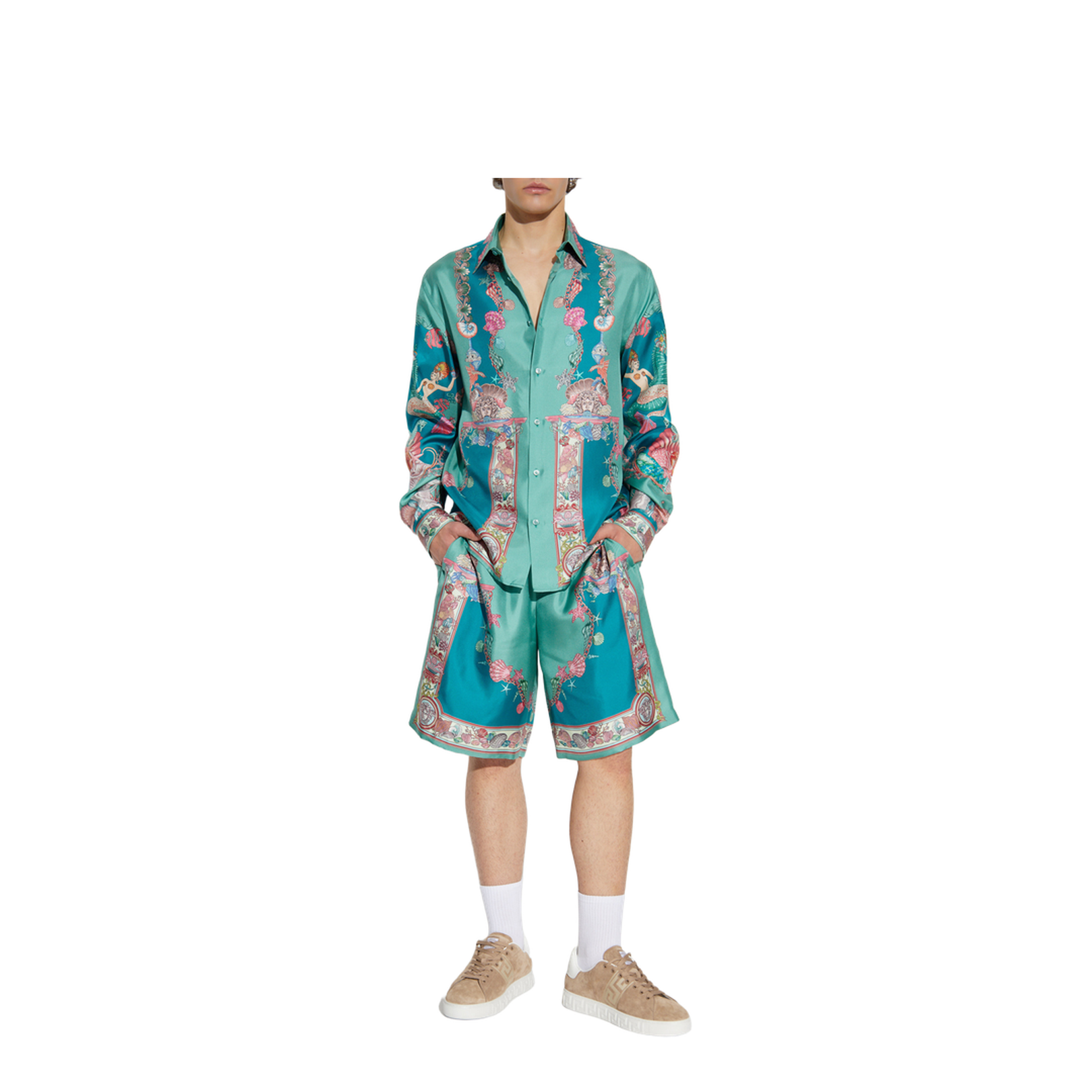 Silk Shirt with Coral Theatre Print
