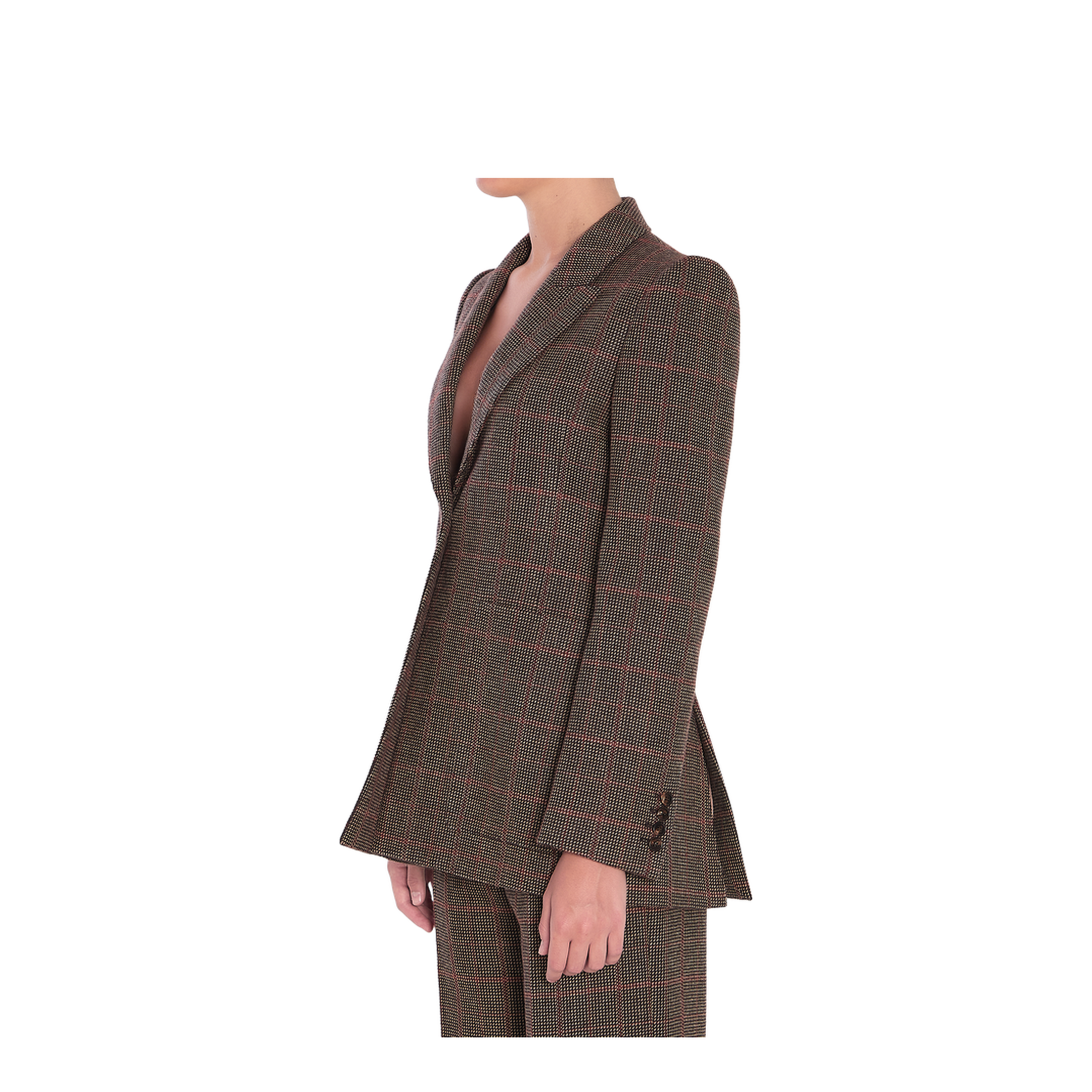 Check Wool Blazer Brown